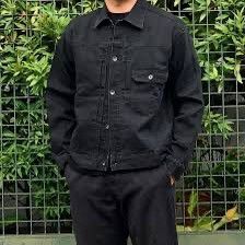Kaihara Denim Type-1 Single Pocket Pleated Black Denim Jacket Uniqlo Size US XL / EU 56 / 4 - 1 Thumbnail