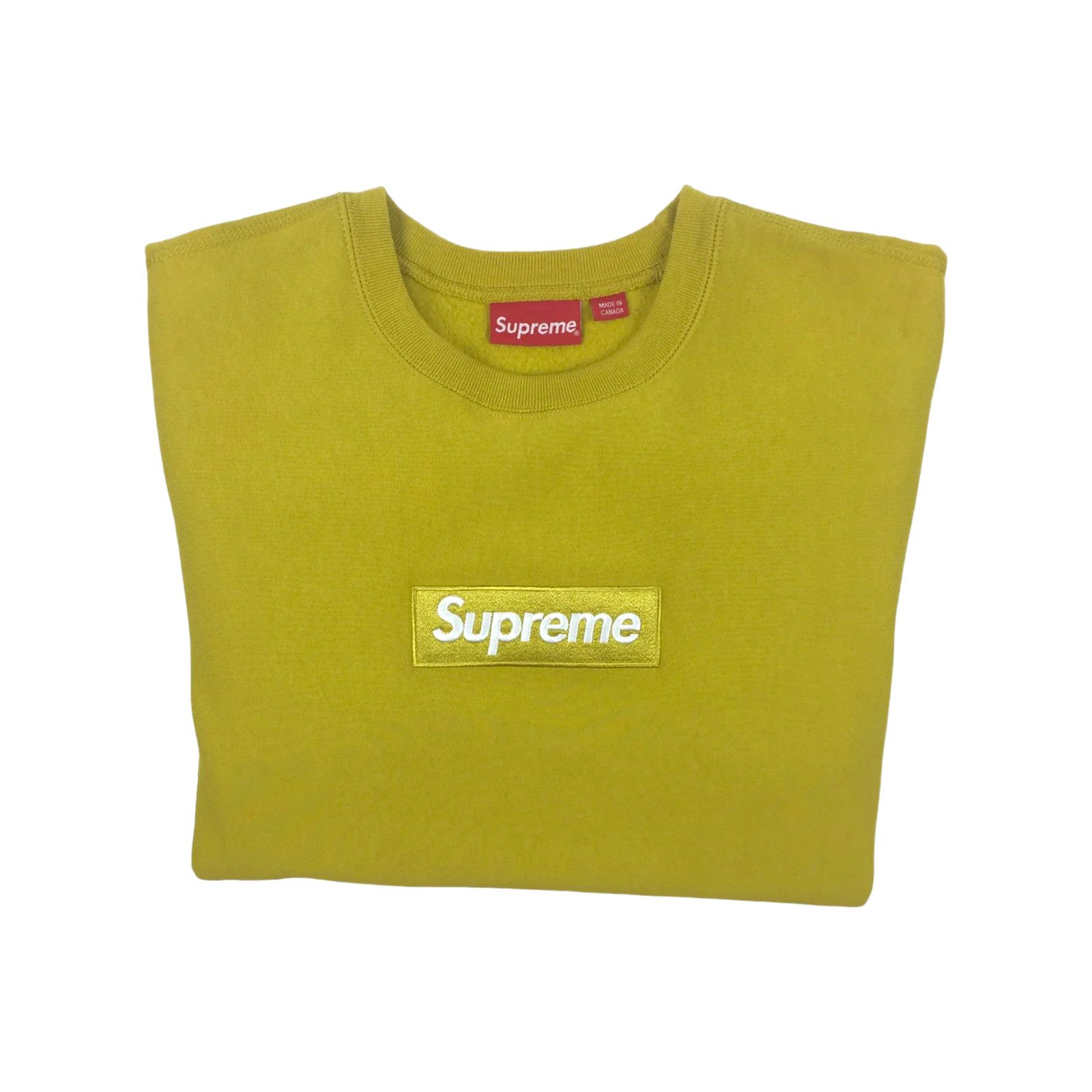 Supreme 2018 Supreme Mustard Box Logo Crewneck Size US M / EU 48-50 / 2 - 2 Thumbnail