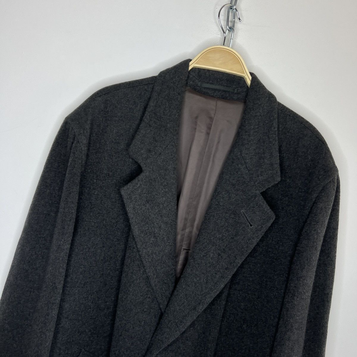 Hugo Boss × Vintage Vintage Hugo Boss Wool Cashmere Long Coat Jacket Grey 90s Size US XL / EU 56 / 4 - 4 Thumbnail