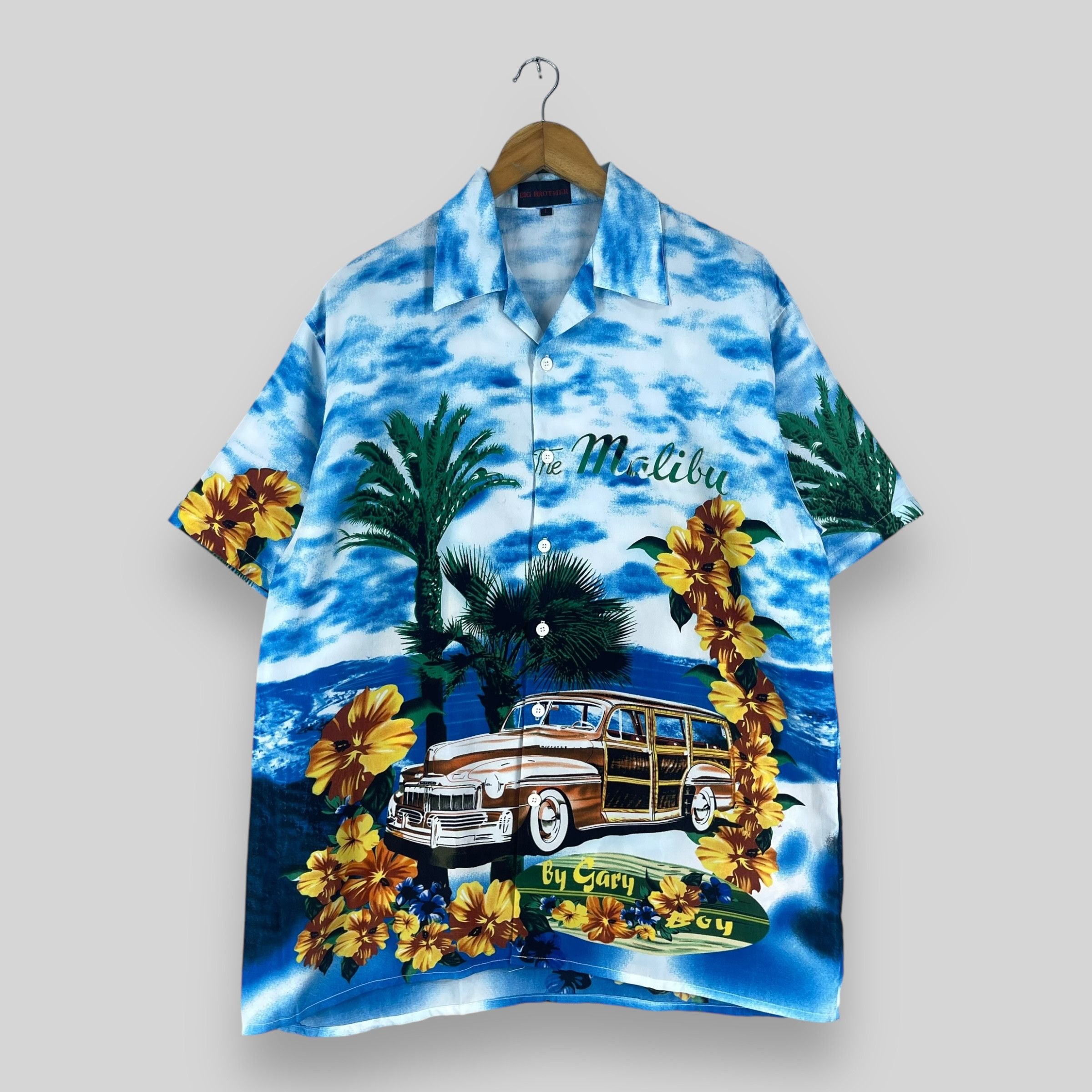 Vintage Vintage Hawaiian Classic Car Malibu Beach Button Up Shirt Size US L / EU 52-54 / 3 - 1 Thumbnail