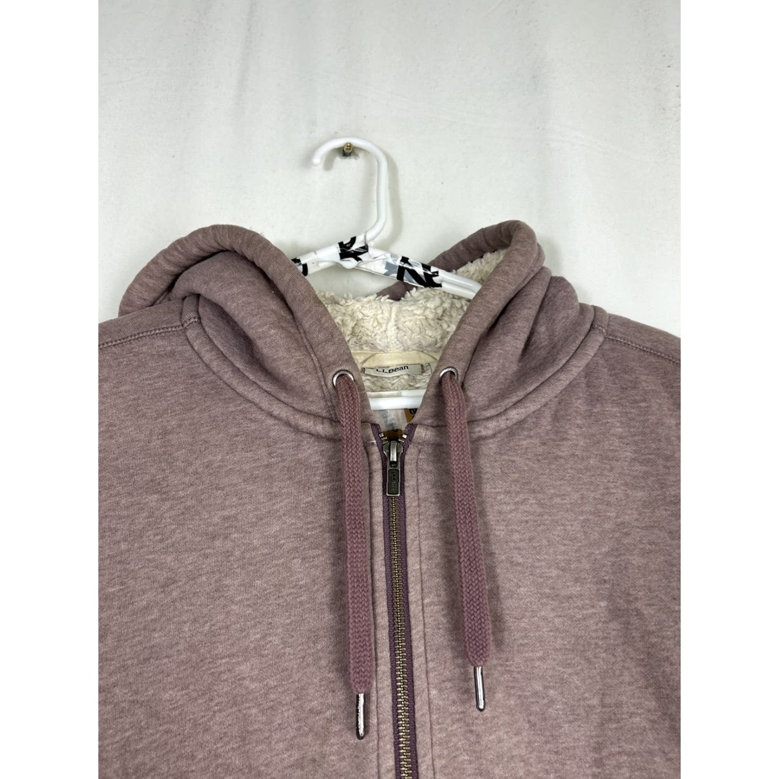 Vintage LL Bean Sweatshirt Women 1X Full Zip Hooded Pockets Light Purple 1X Sherpa Lined Cotton Blend Size XL / US 12-14 / IT 48-50 - 3 Thumbnail