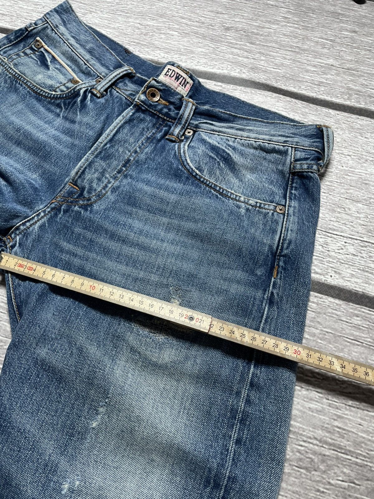 Edwin Edwin ED-55 Rainbow Selvedge Japanese Distress Denim Jeans Size US 32 / EU 48 - 15 Thumbnail