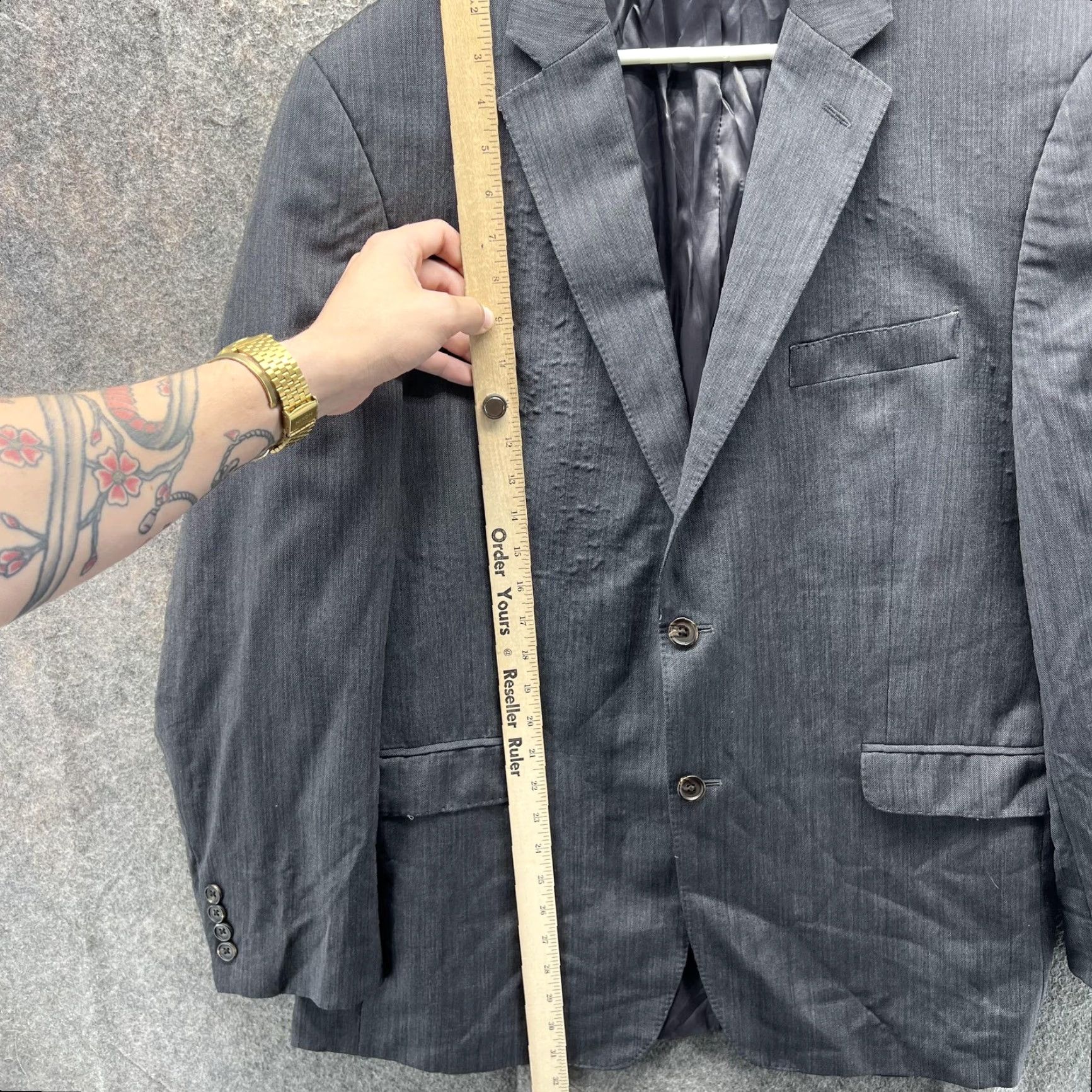 Ralph Lauren VINTAGE Lauren Ralph Lauren Blazer Mens 44R Gray Wool Slim Fit Sport Coat Jacket Size 44R - 7 Thumbnail