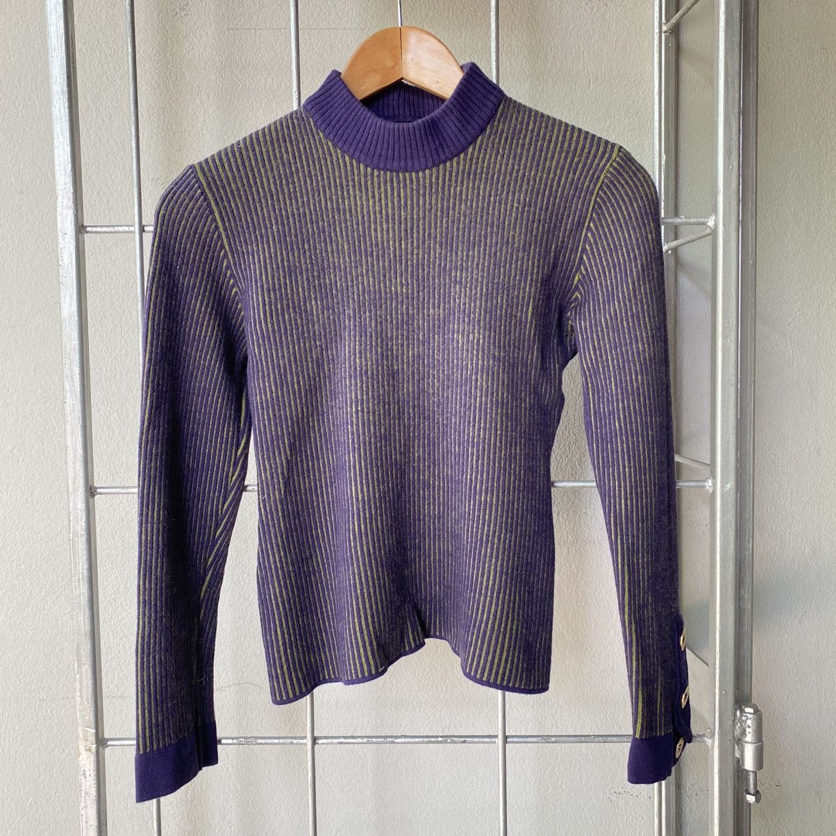 Givenchy GIVENCHY Purple Ribbed Knit Sweater Size XS / US 0-2 / IT 36-38 - 1 Thumbnail