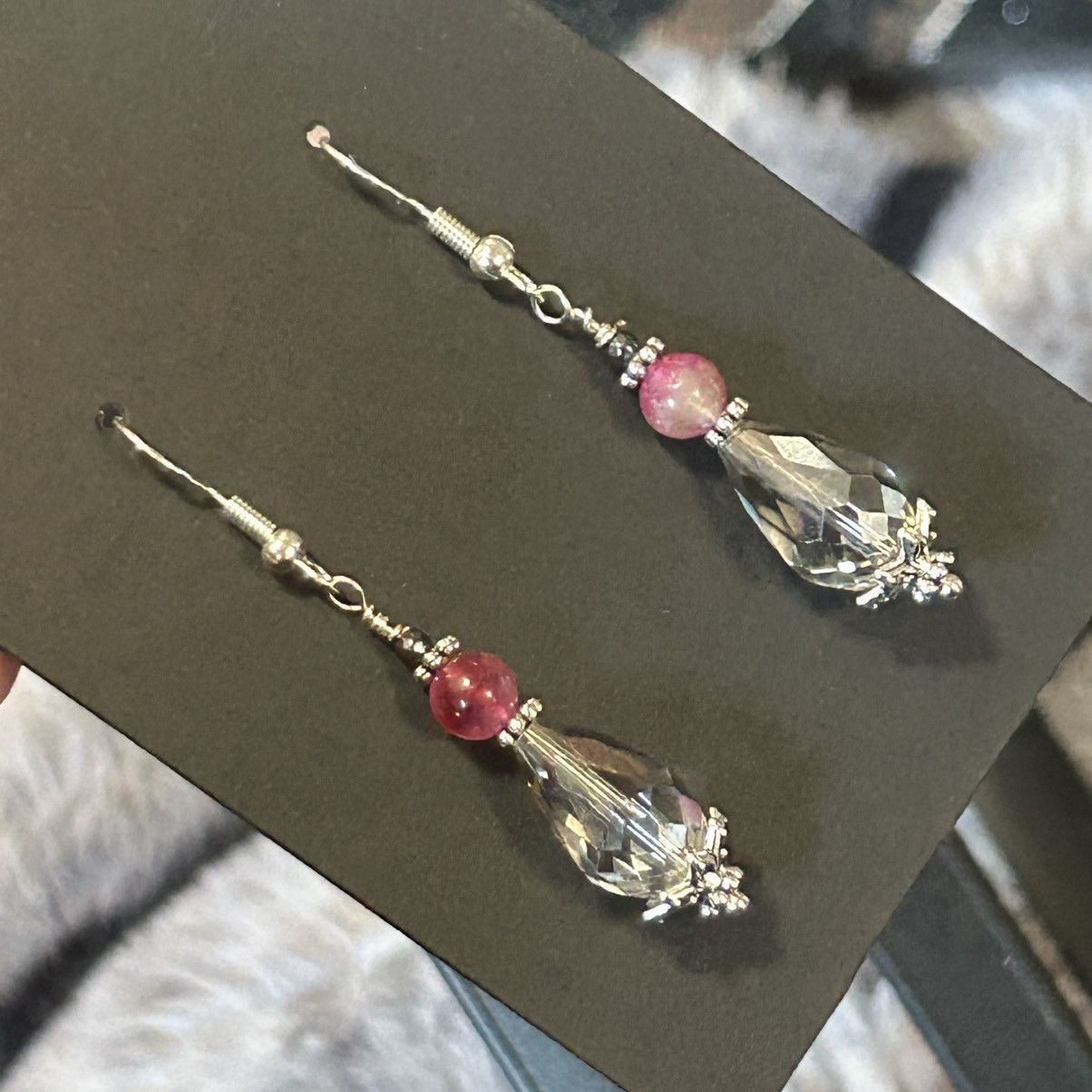 Handmade Handcrafted raindrop faceted rutilated quartz earrings Size ONE SIZE - 4 Thumbnail