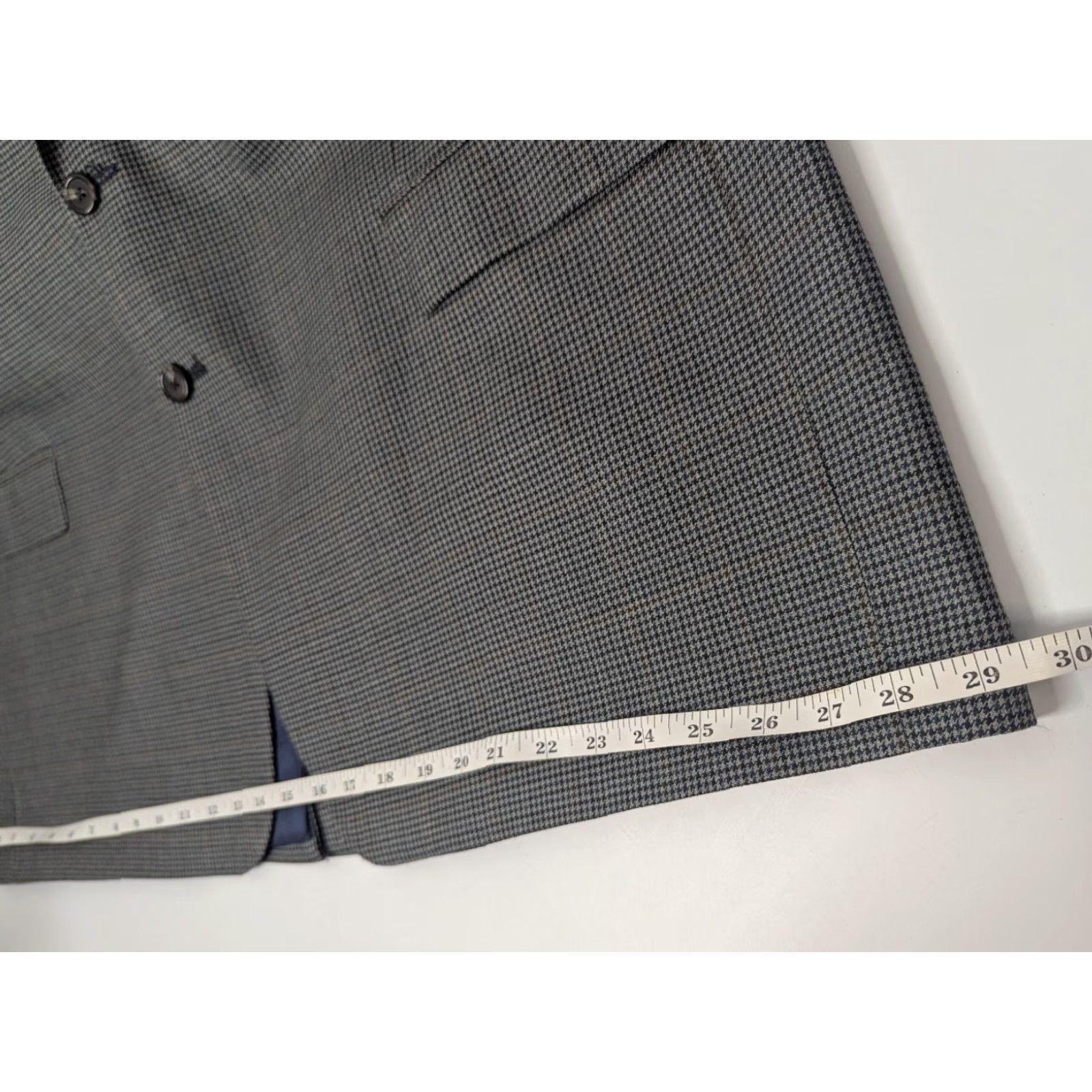 Ralph Lauren Lauren Ralph Lauren Mens Blazer Jacket Coat Houndstooth Wool Silk 54R Gray Notch Single-Breasted Two-Button Front Regular Slim? Size 54R - 7 Thumbnail
