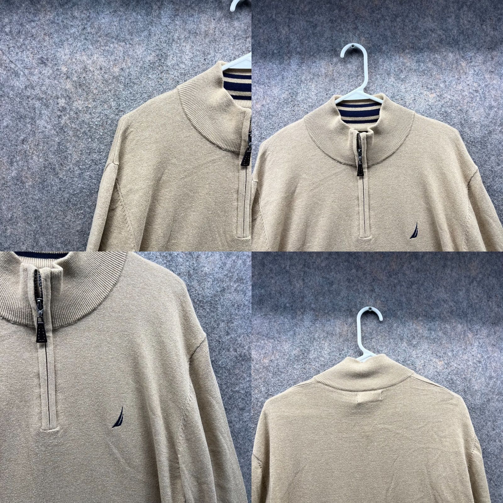 Nautica Nautica Sweater Mens XL Knit Pullover 1/4 Zip Mock Neck Beig e Tan Beige Size US XL / EU 56 / 4 - 8 Thumbnail