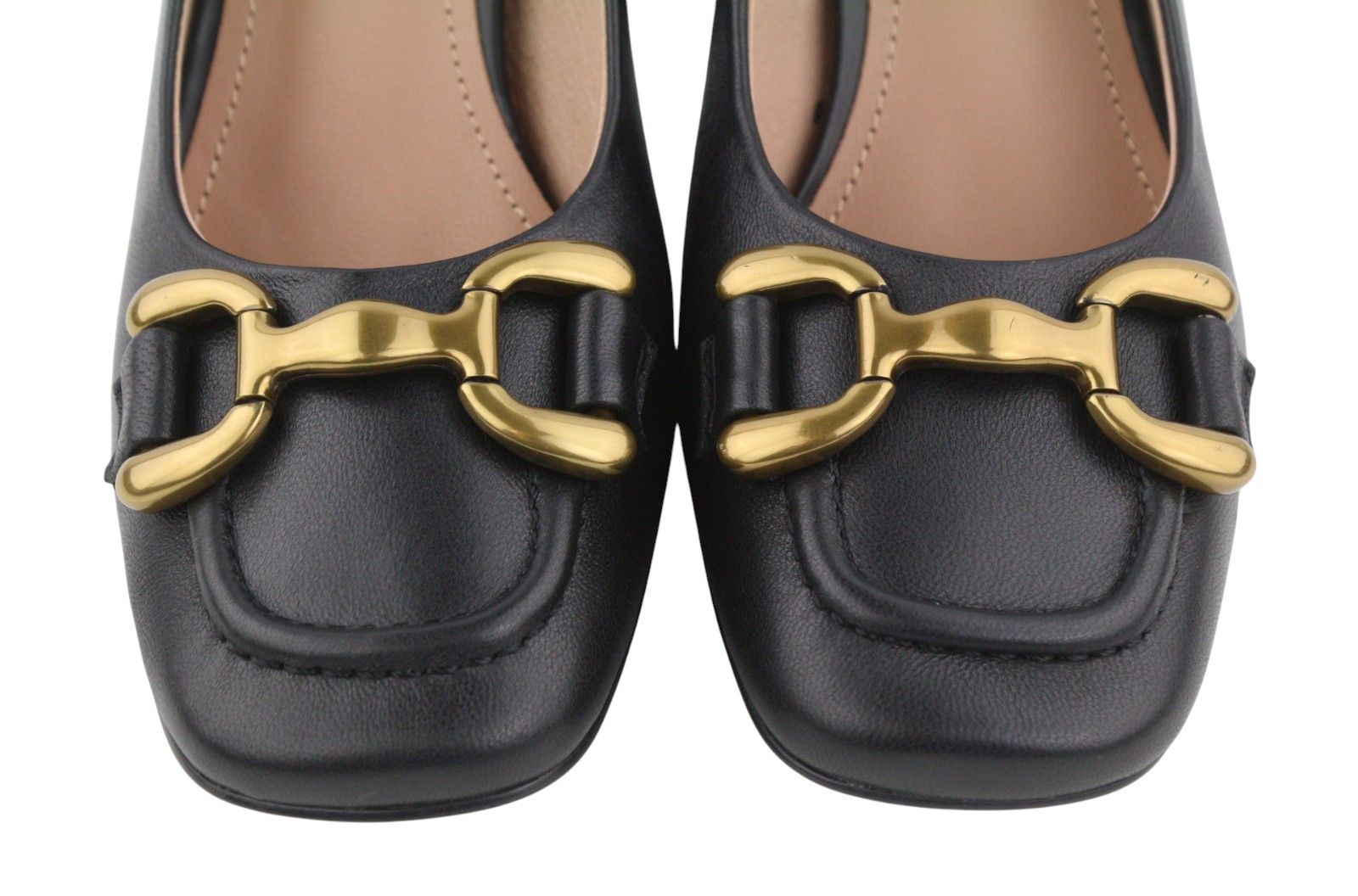 Other BIBI LOU DENNIS EU39 Black Leather Square Gold Tone 87565 Size US 8 / IT 38 - 5 Thumbnail