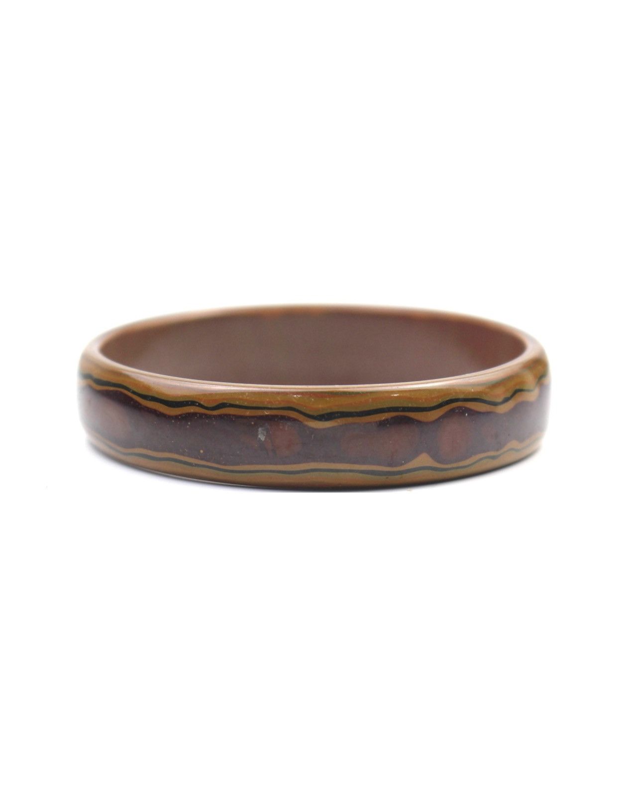 Vintage 1980S BAKELITE FAUX WOOD GRAIN BANGLE BRACELET Size ONE SIZE - 1 Thumbnail