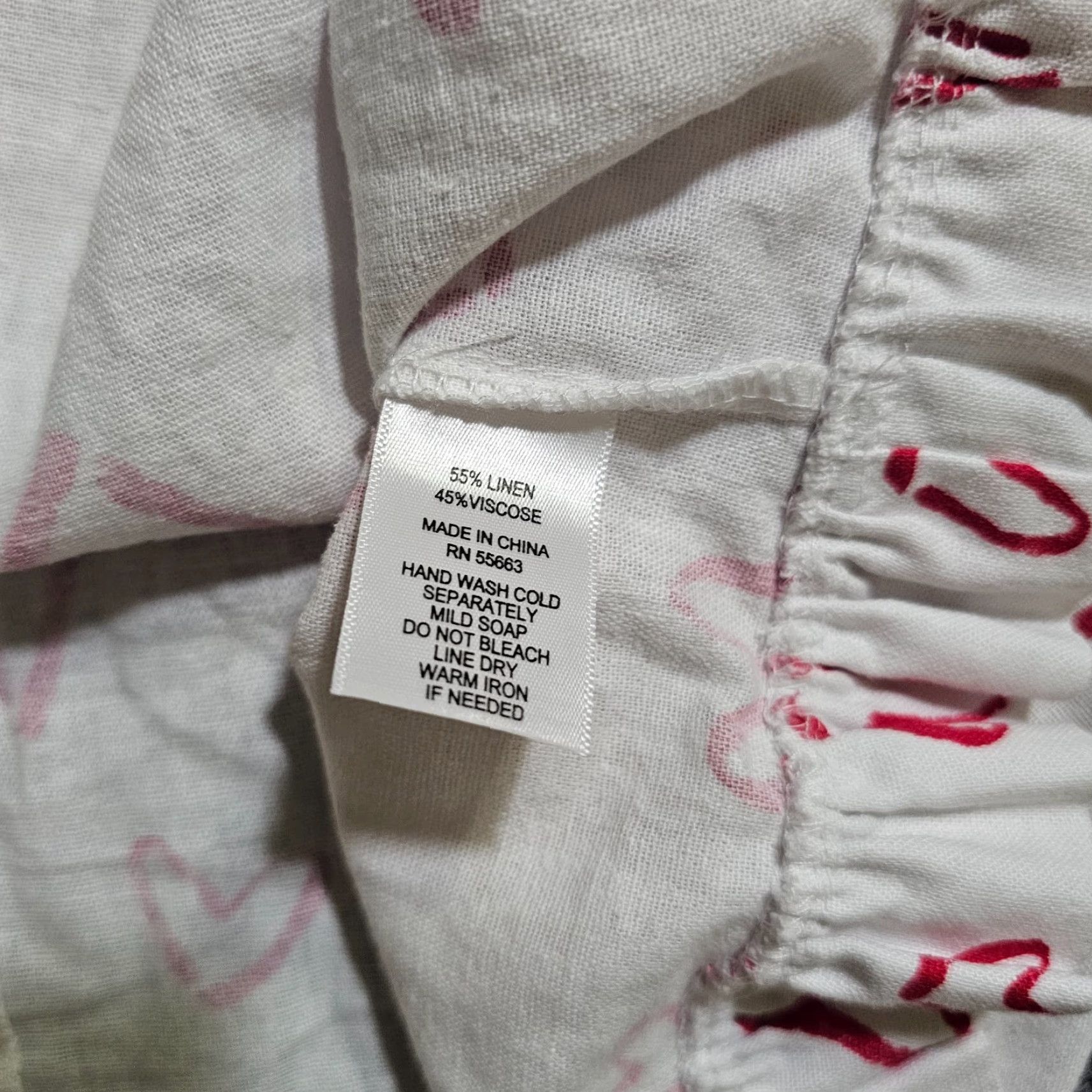 Cynthia Rowley Cynthia Rowley Top Shirt Womens Medium White Red Hearts Linen 3/4 Sleeve Casual Size M / US 6-8 / IT 42-44 - 7 Thumbnail