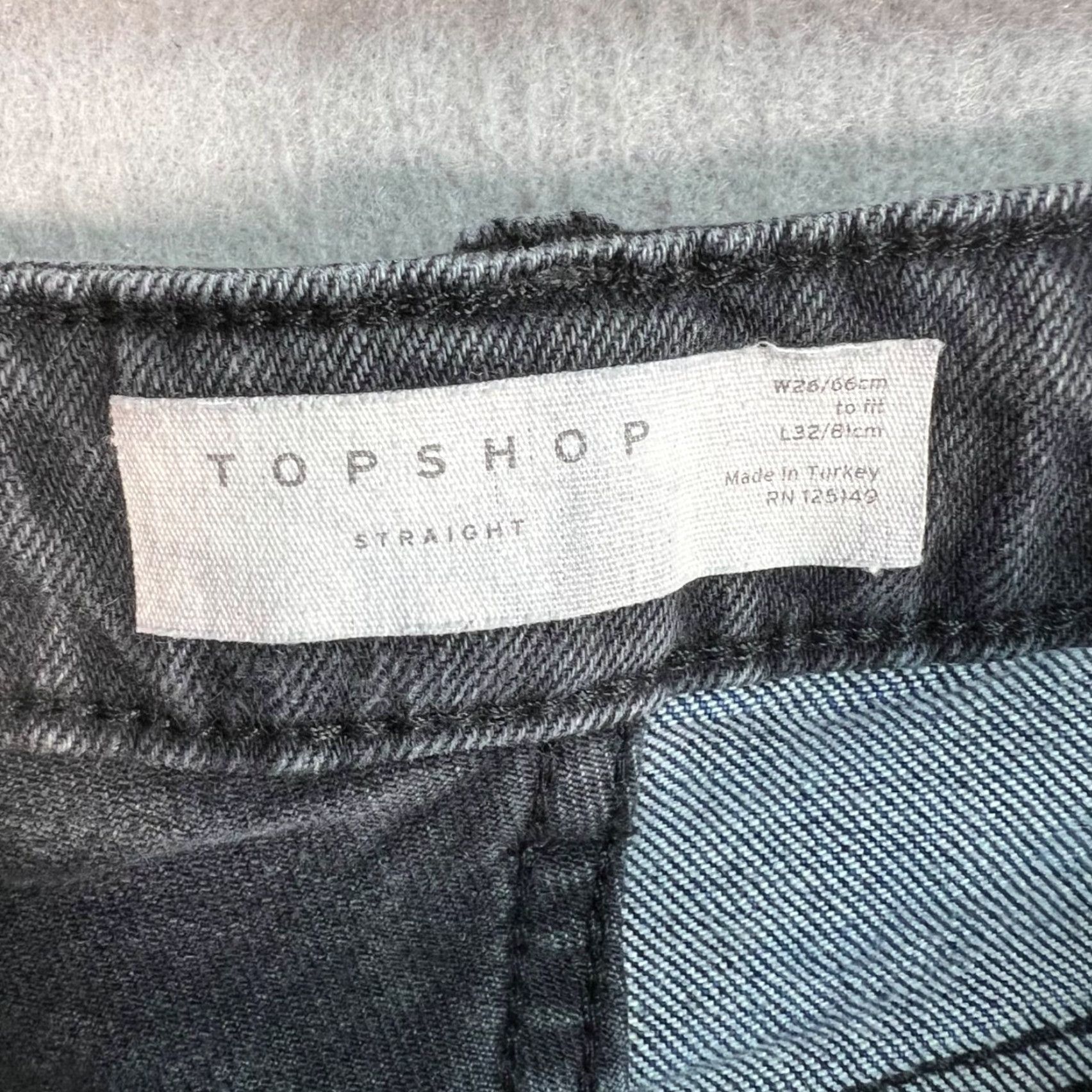 Topshop VINTAGE Topshop Two-Tone Straight Leg Jeans 26 x 32 Blue Black Denim Womens Size 26" / US 2 / IT 38 - 3 Thumbnail