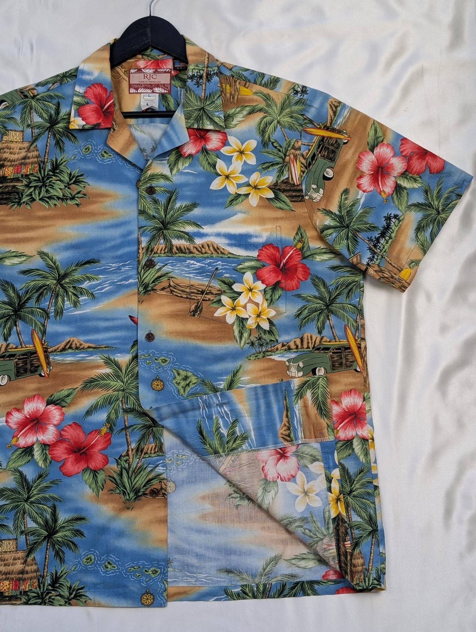 Vintage RJC Hawaii USA Shirt woody surf car summer vintage fullprint Size US L / EU 52-54 / 3 - 6 Thumbnail