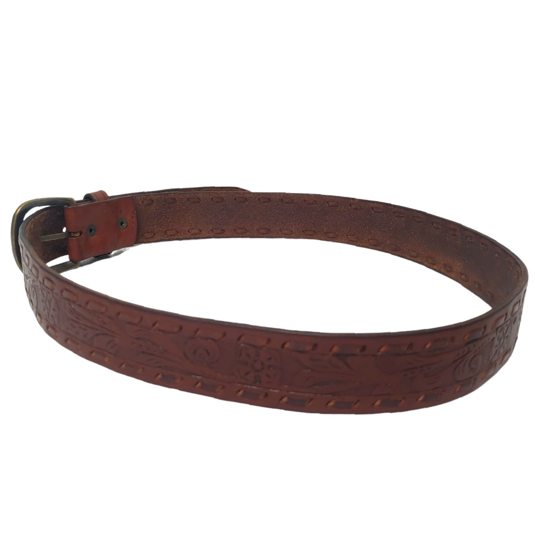 American Eagle Outfitters VINTAGE American Eagle Leather Belt Unisex Adjustable Floral Boho Up to 35 inches Brown Size ONE SIZE - 7 Thumbnail