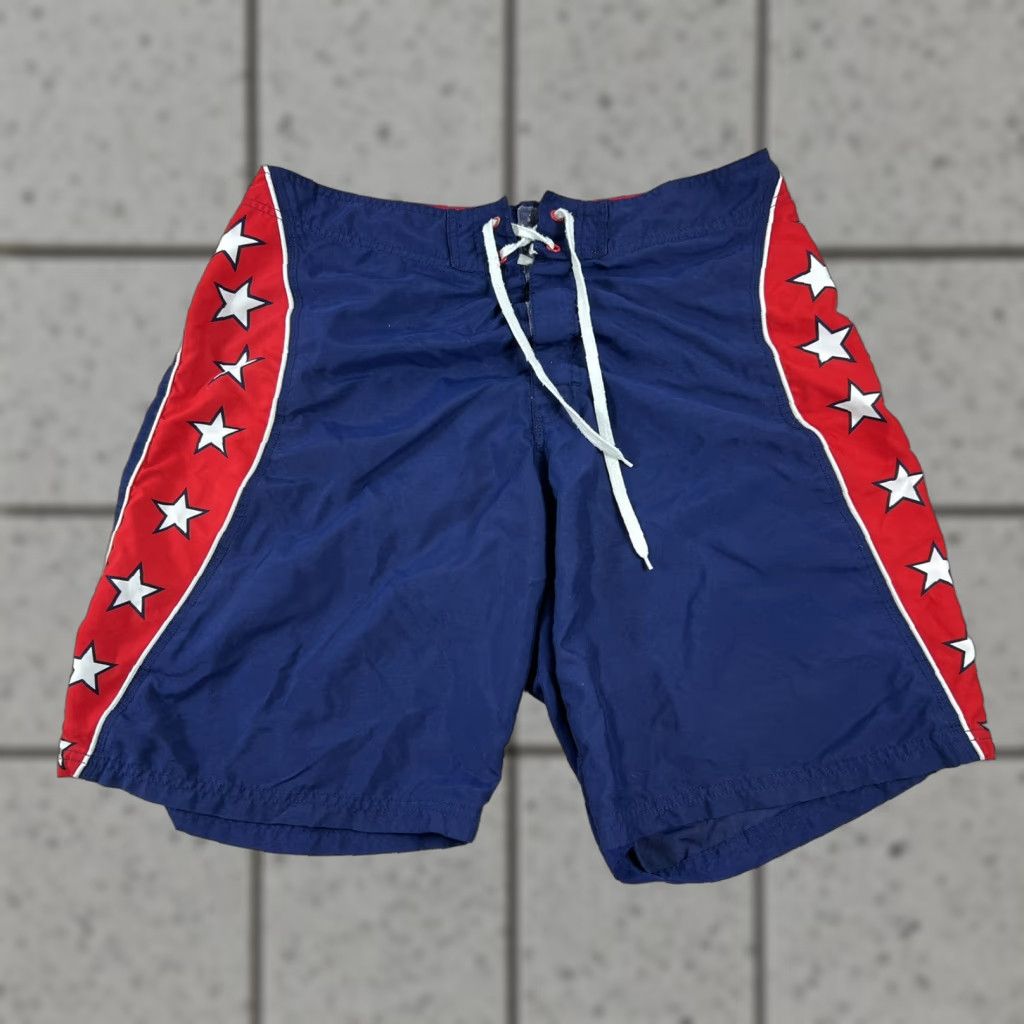 Vintage VINTAGE Giant Swim Trunks Board Shorts Mens 36 Blue Stars-Pattern Blue Coast Surfing Size US 36 / EU 52 - 1 Thumbnail