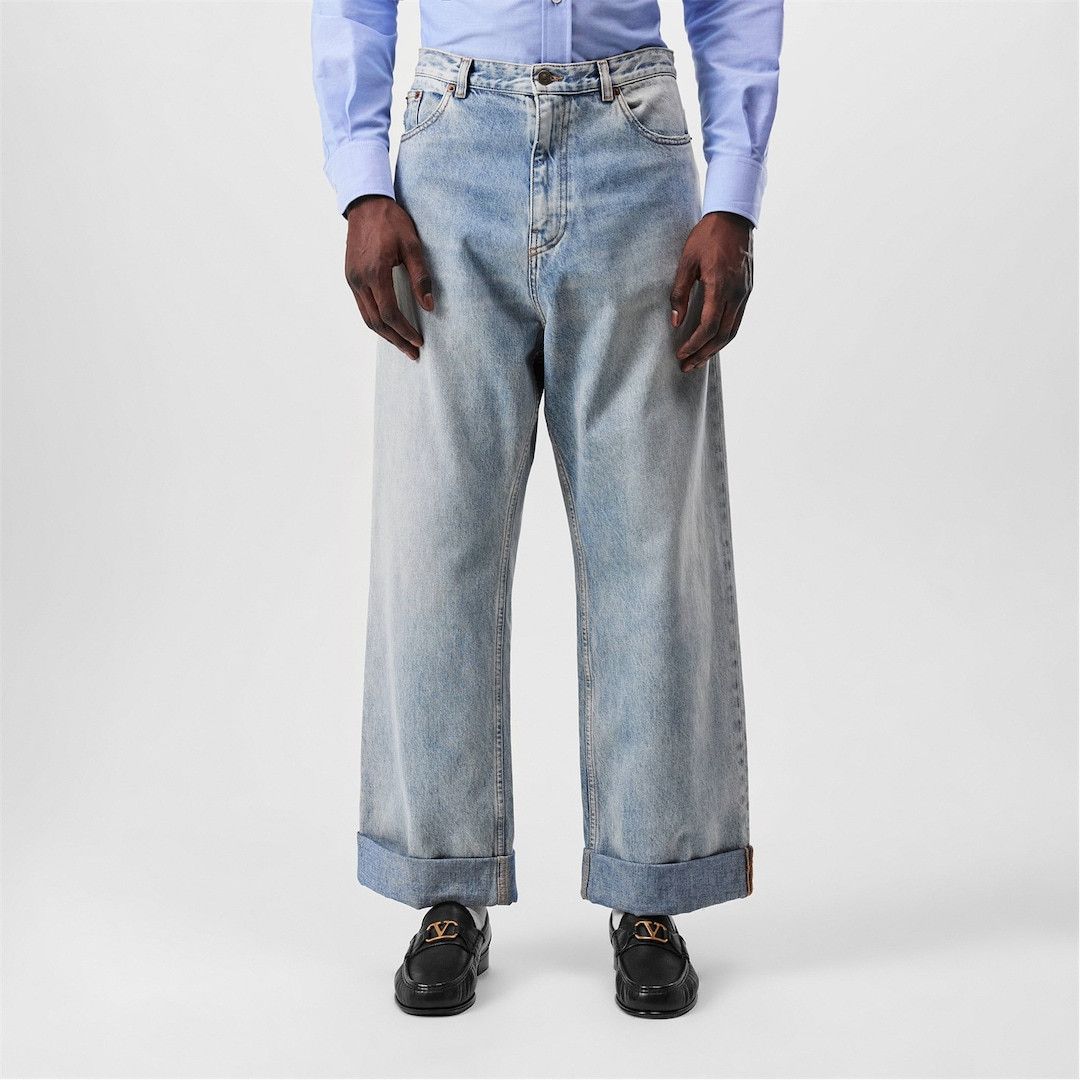 Valentino o1g2r1mq0526 Wide Leg Jeans in Lght Blue Size US 32 / EU 48 - 1 Thumbnail