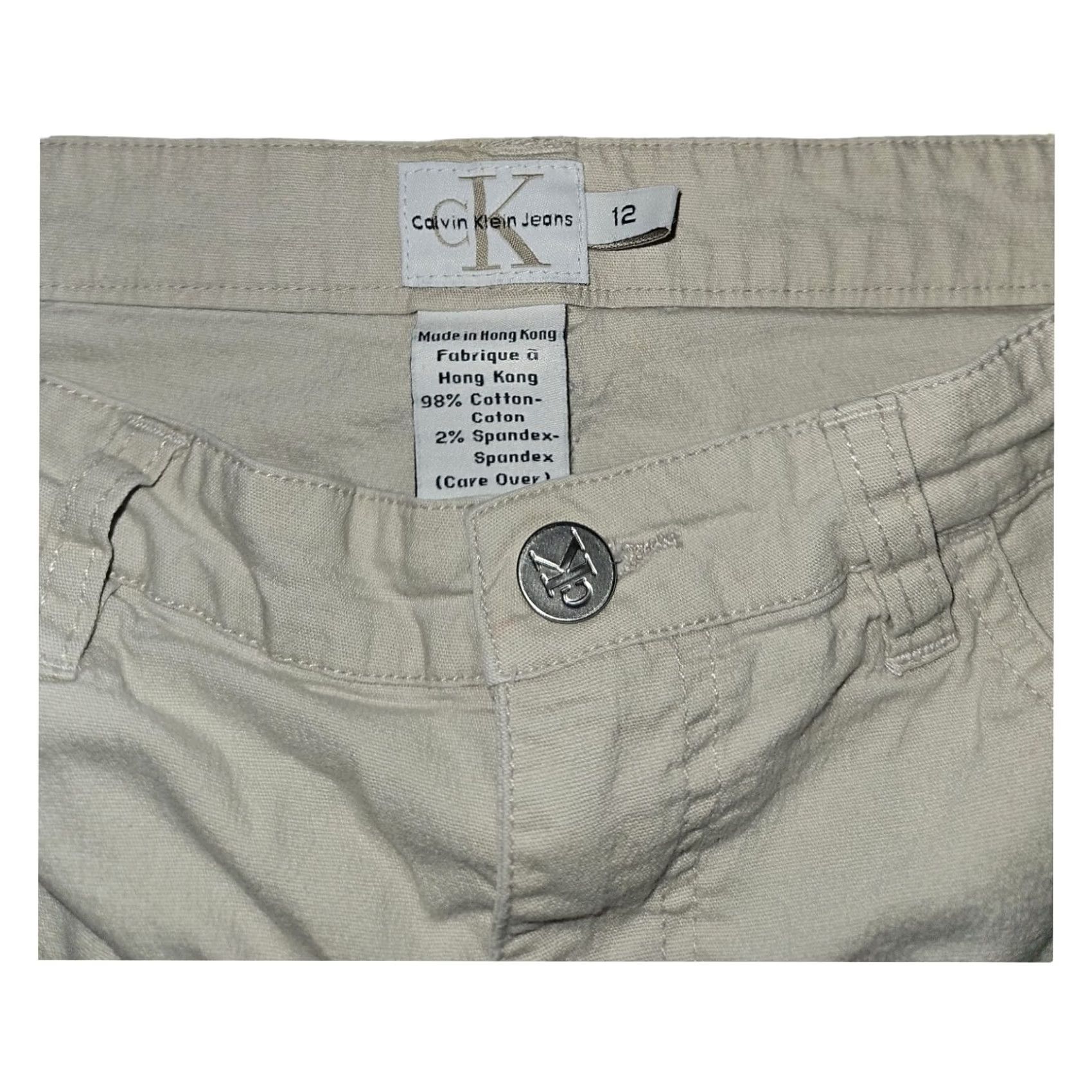 Calvin Klein VINTAGE Calvin Klein Jeans Capris Women 12 High Rise Cream Stretch Casual Classic Size 34" / US 12 / IT 48 - 2 Thumbnail