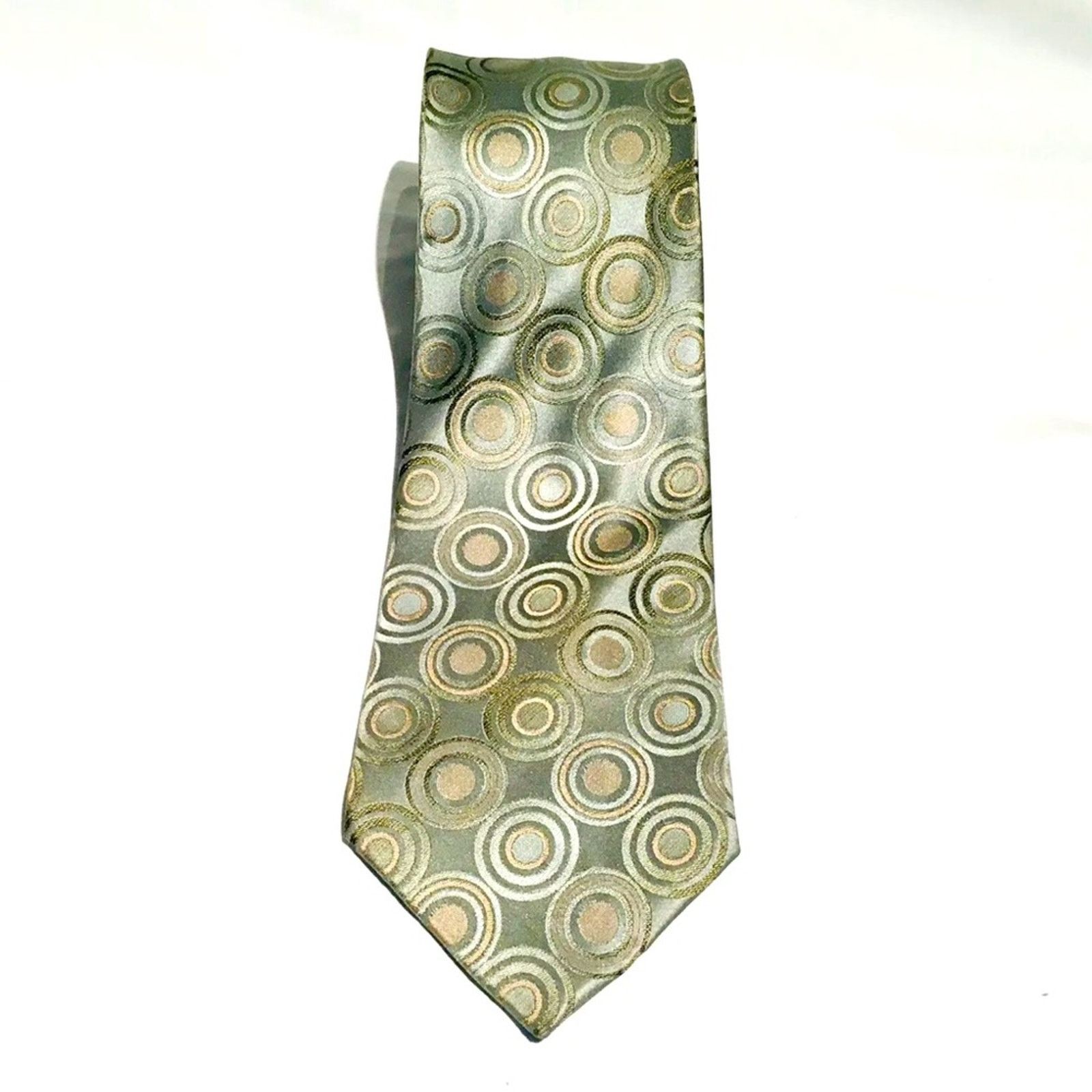 Arrow ARROW USA 1851 OLIVE GREEN CIRCLES DECO SILK NECKTIE TIE Size ONE SIZE - 1 Thumbnail
