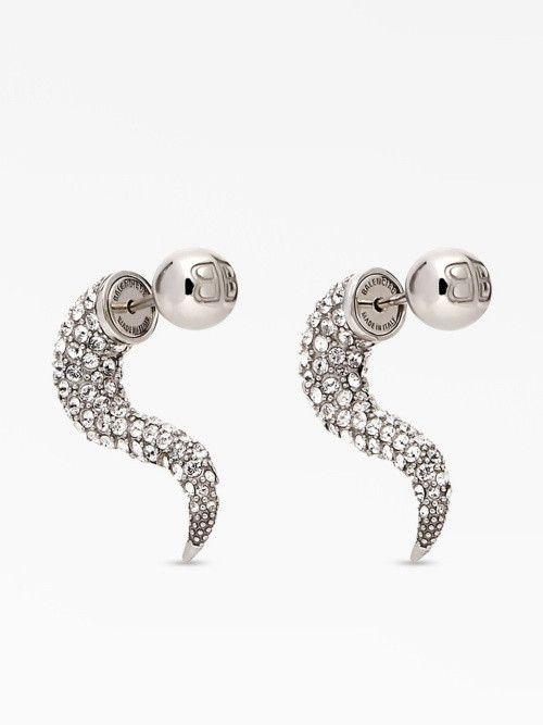 Balenciaga o1bcso1str1125 Size: OS / Force Horn Earrings in Silver Size ONE SIZE - 1 Thumbnail