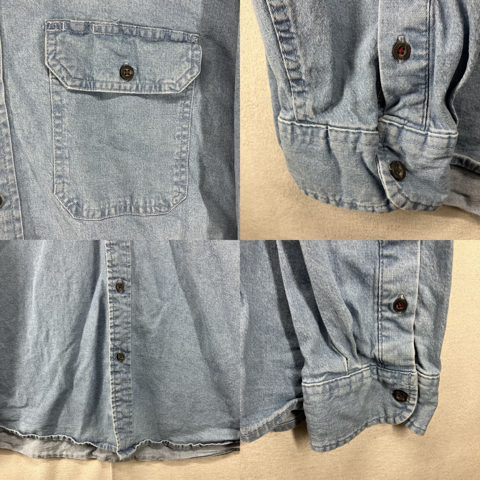 Wrangler Wrangler Denim Shirt 2XL Long Sleeve Pockets Blue Chambray Mens Casual Workwear Western Cowboy Outdoor Music Grunge Size US XXL / EU 58 / 5 - 8 Thumbnail