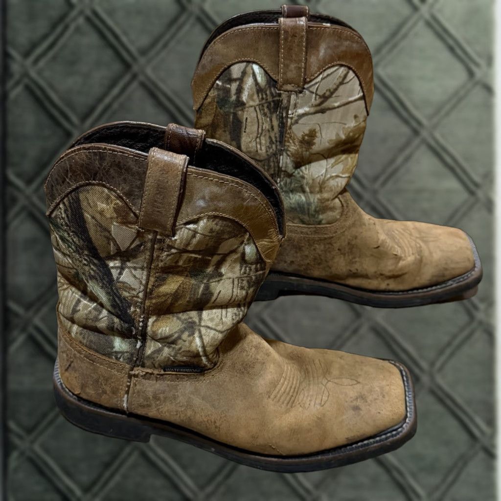 Justin Boots Justin WK4676 Camo Boots Brown Leather Sq Toe Waterproof Work Western Mens 13 D Size US 13 / EU 46 - 1 Thumbnail