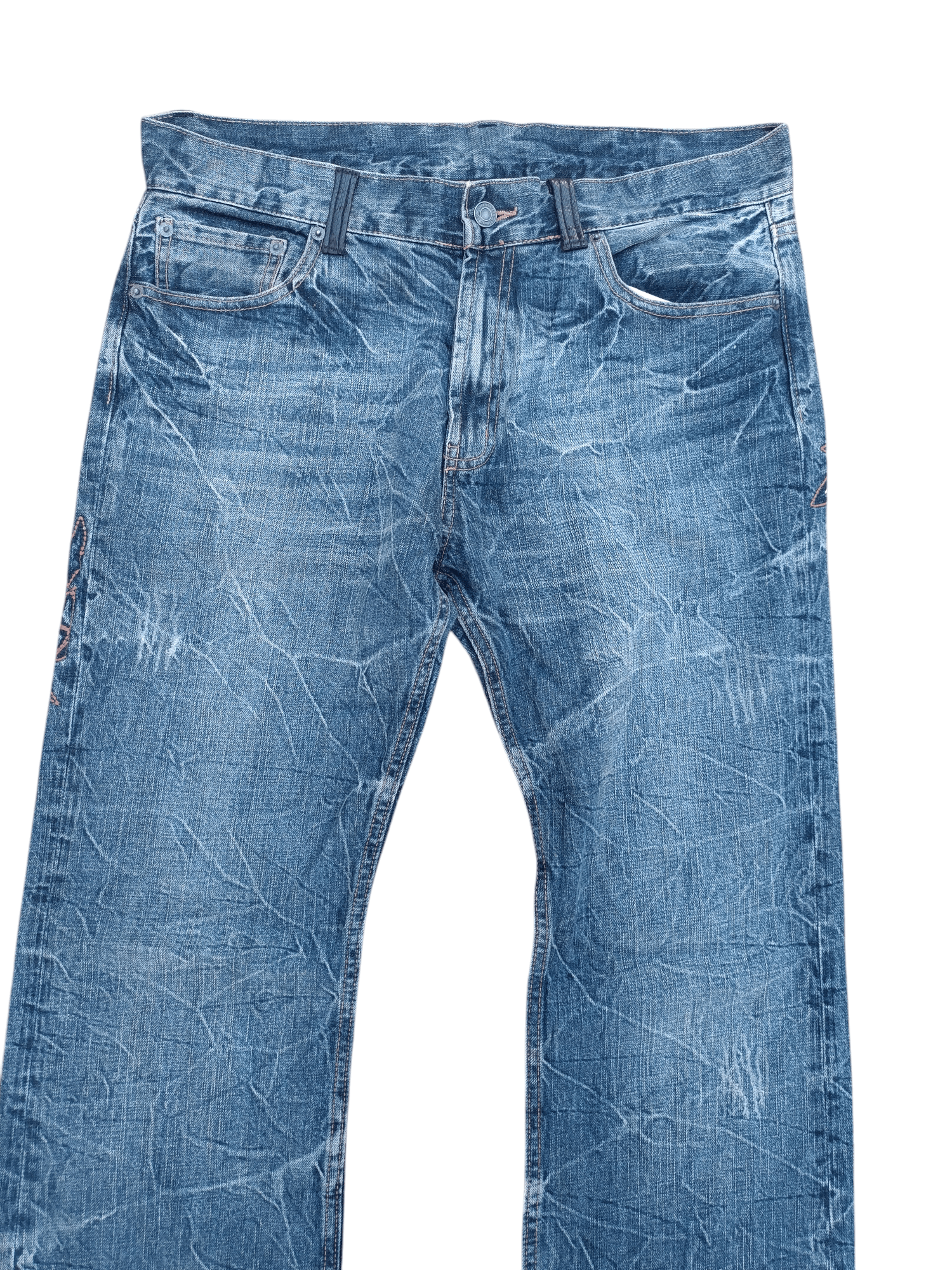 Japanese Brand × Tornado Mart RARE 💥 JAPANESE BRAND WHISKERS DISTRESSED EMBROIDERY DENIM Size US 34 / EU 50 - 11 Thumbnail