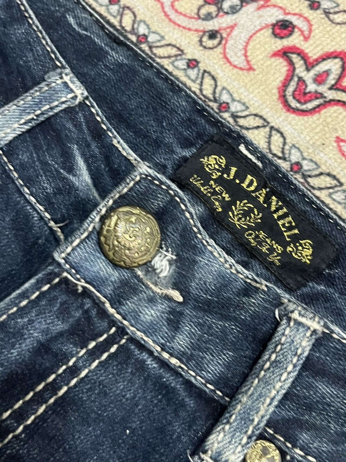 Japanese Brand Vintage J.Daniel Blue Faded Washed Distressed Straight Jeans Size US 31 - 5 Thumbnail