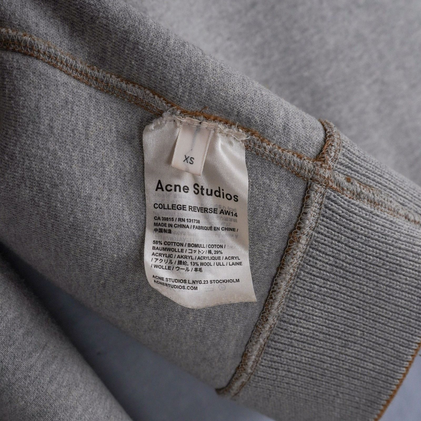 Acne Studios Acne studios aw14 college reverse brown gray sweatshirt Size US XS / EU 42 / 0 - 7 Thumbnail