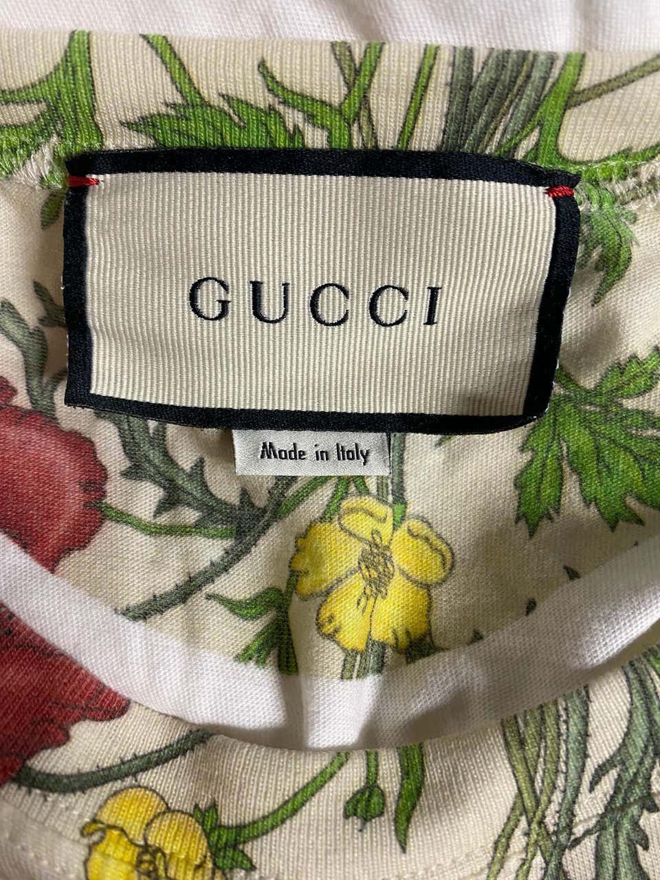 Gucci GUCCI WHITE PINK FLORAL GRAPHIC LUXURY T SHIRT Size US L / EU 52-54 / 3 - 6 Thumbnail