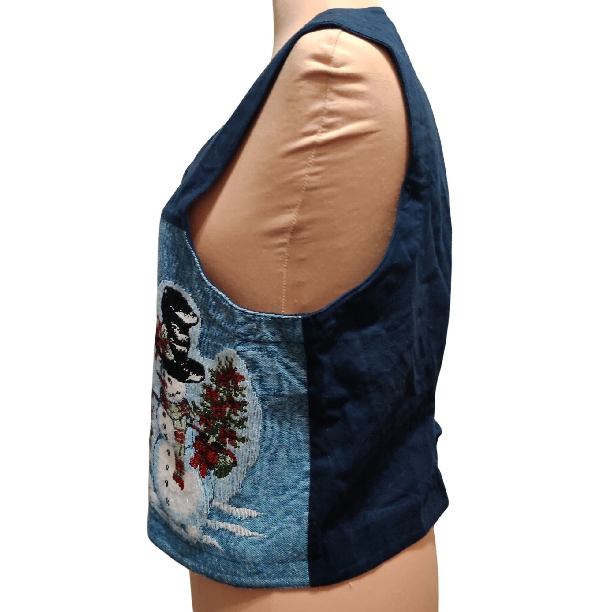 Vintage Karen Scott L womens vest vintage embroidered snowman denim Size L / US 10 / IT 46 - 6 Thumbnail