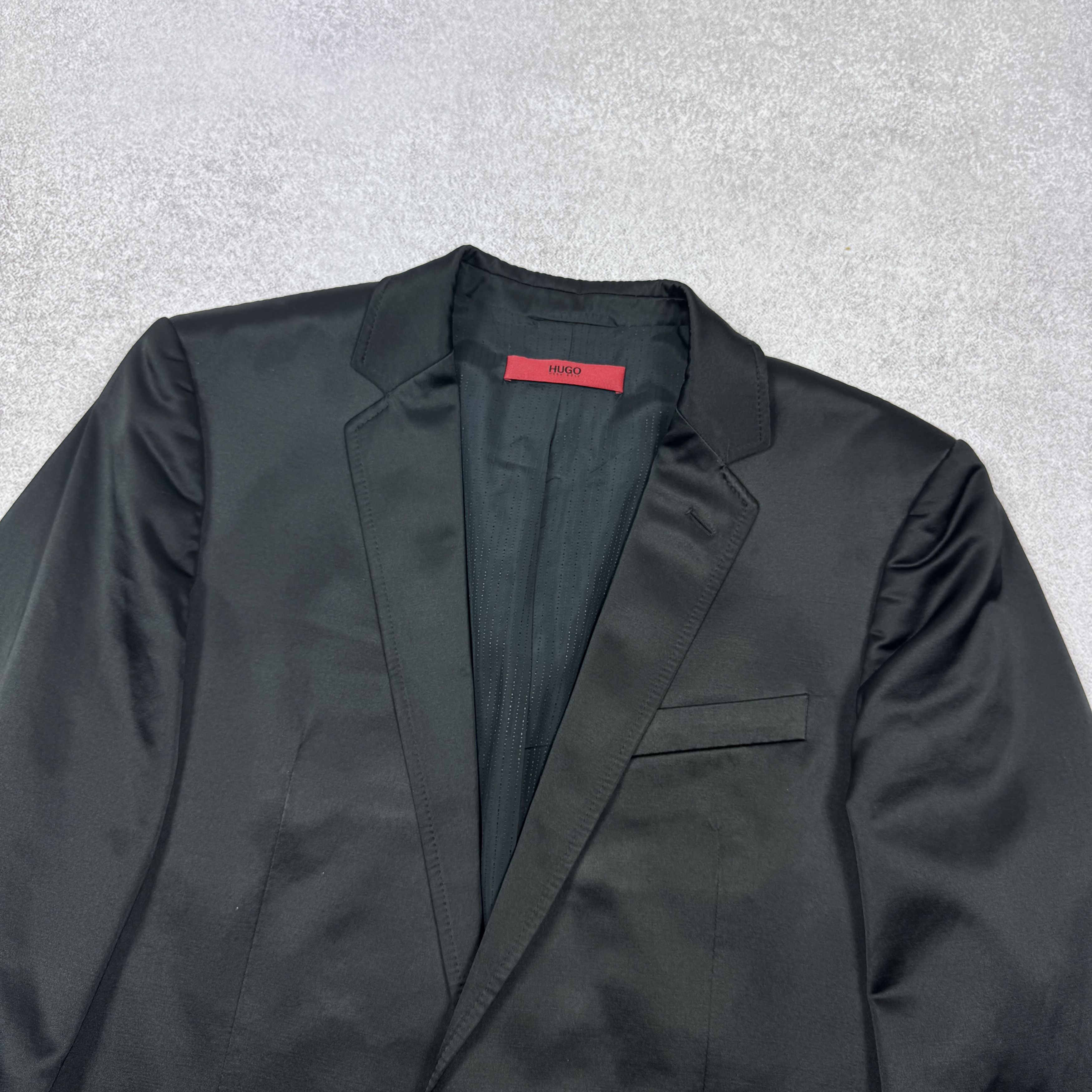 Hugo Boss Men`s HUGO BOSS Alko/Heise Black Shiny Slim Fit Suit Size 50 Size 40R - 4 Thumbnail