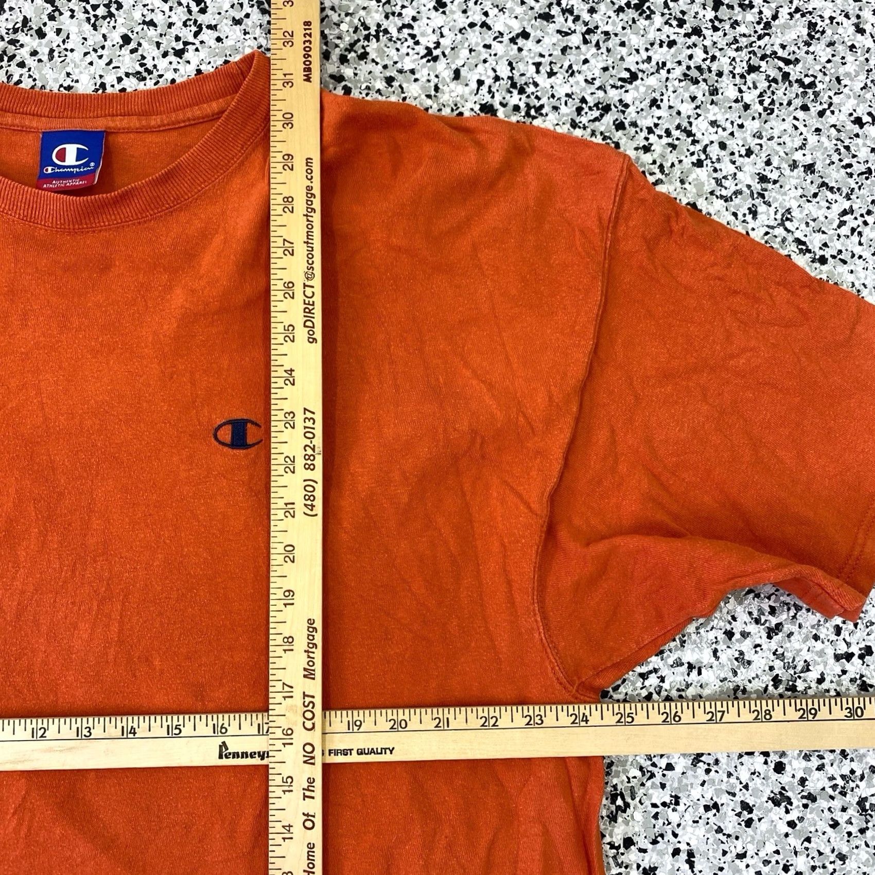 Champion VINTAGE Champion T-Shirt Mounted Collar Cotton Orange XL Men Slim Regular Crew Neck Short Sleeve Classic Shirt Size US XL / EU 56 / 4 - 3 Thumbnail