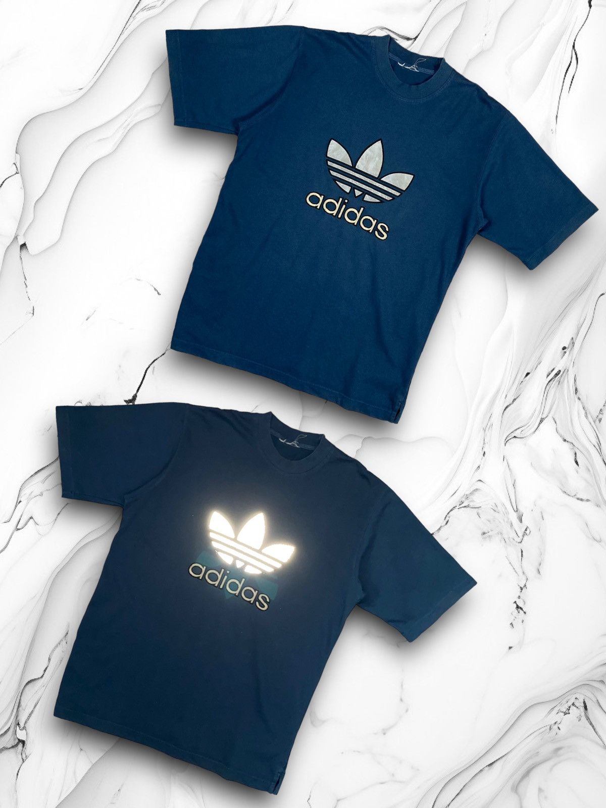 Adidas Vintage 90s Adidas Reflective Drill Big Logo Tee T Shirt Size US L / EU 52-54 / 3 - 1 Thumbnail