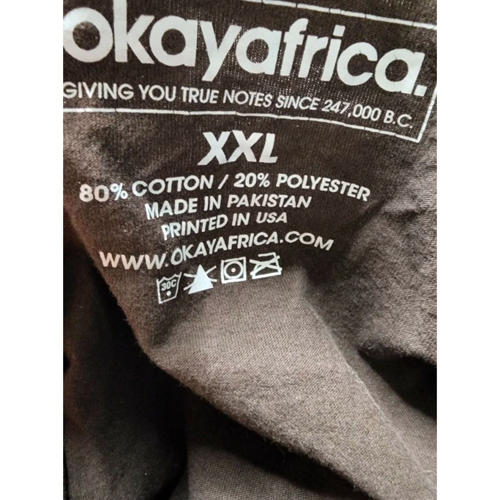 Vintage Vintage Okay Africa Men's T-Shirt 2XL Saxophone Graphic Cotton Brown Short Sleeve Regular Fit Size US XXL / EU 58 / 5 - 5 Thumbnail