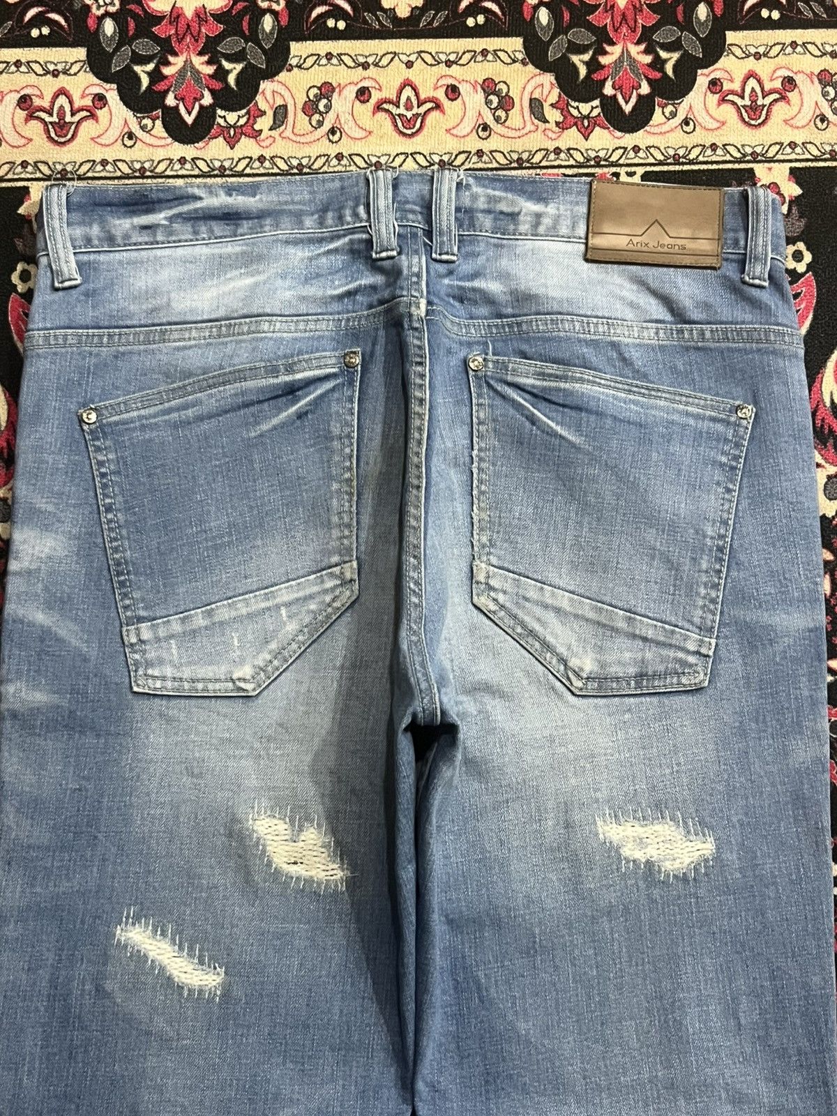 Japanese Brand Vintage Arix Jeans Blue Wash Sashiko Stitching Striaght Jean Size US 34 / EU 50 - 7 Thumbnail