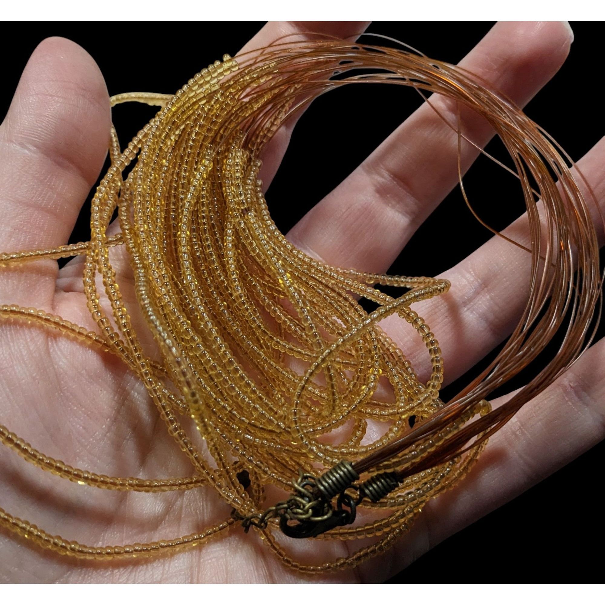 Other Golden Glass Multi-Strand Beaded Necklace On Copper Tone Bea Size ONE SIZE - 3 Thumbnail