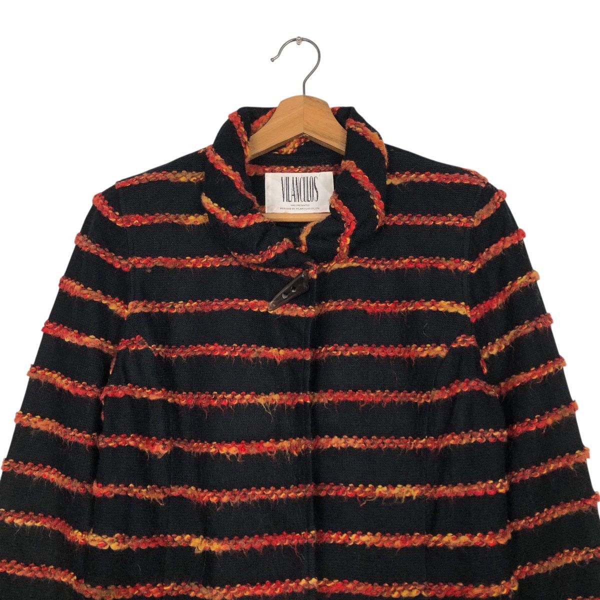 Japanese Brand Vilanculos 1982 Presented Multi-Color Bouclé Stripe Coat Size M / US 6-8 / IT 42-44 - 4 Thumbnail