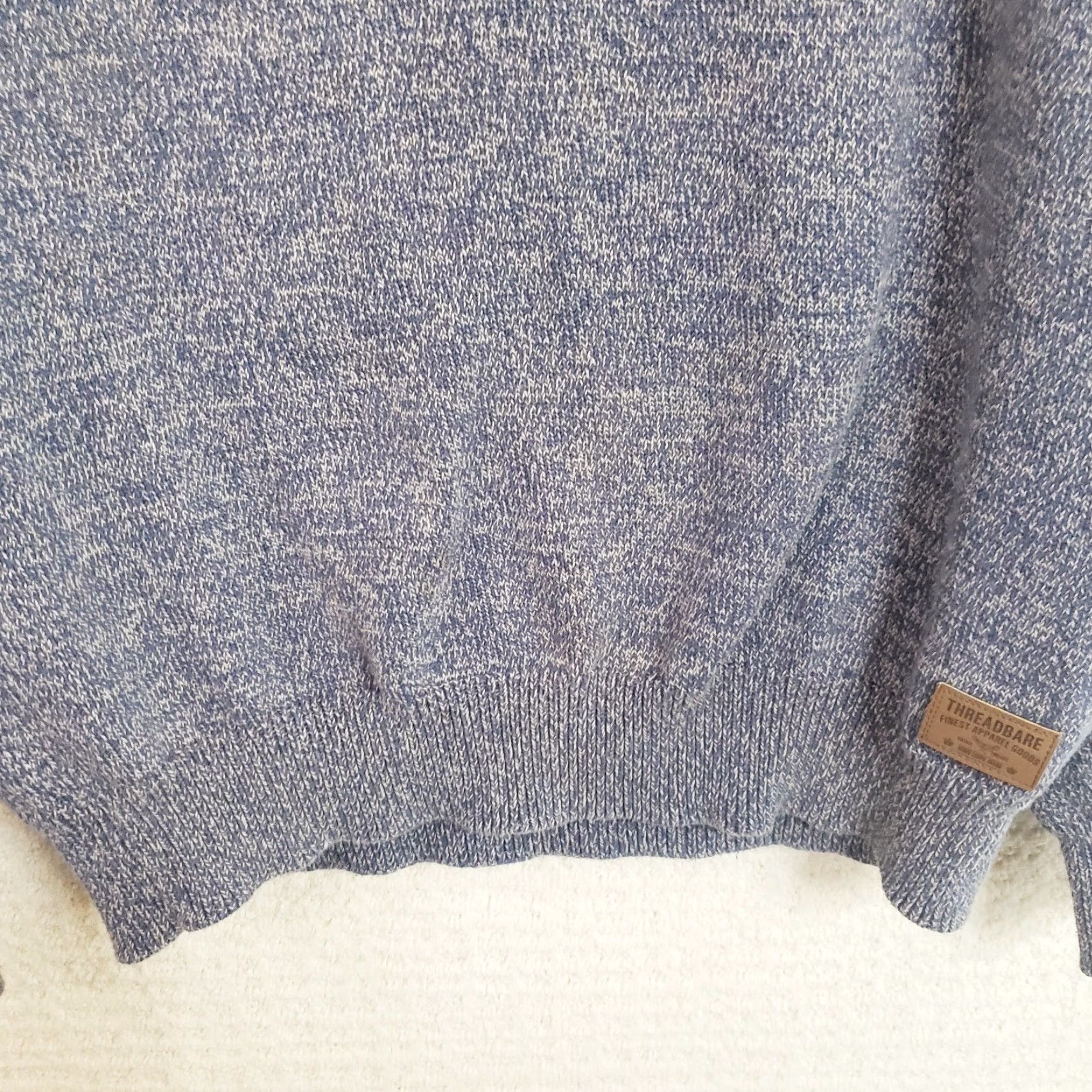 Vintage Threadbare Mens L Blue Denim Look Cotton 1/4 Zip Mock Neck Sweater Shirt Knit Pullover Casual Womens? Mens? Size US L / EU 52-54 / 3 - 7 Thumbnail
