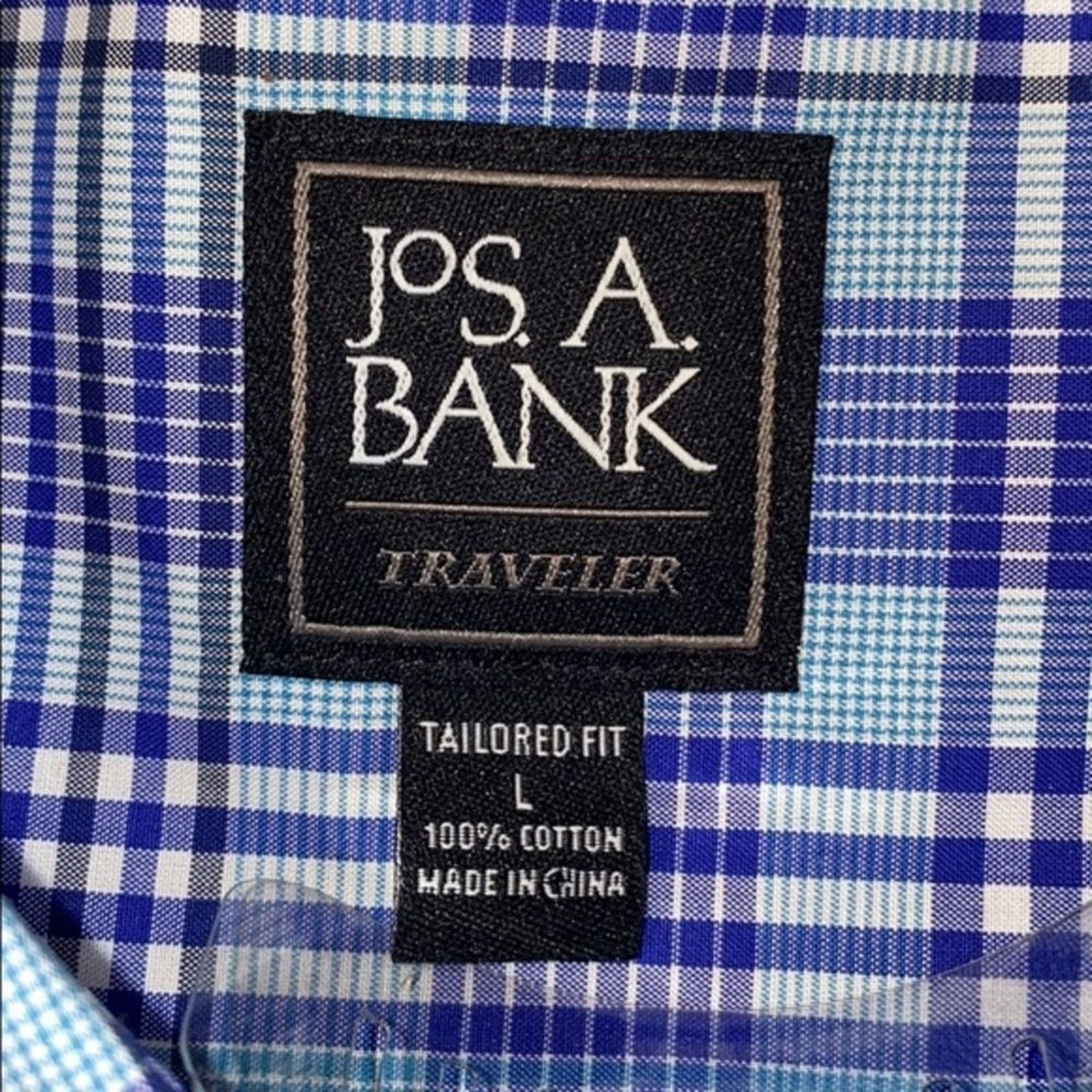 Jos A Bank Blue Plaid Button-Up Shirt Sz L, NWT
