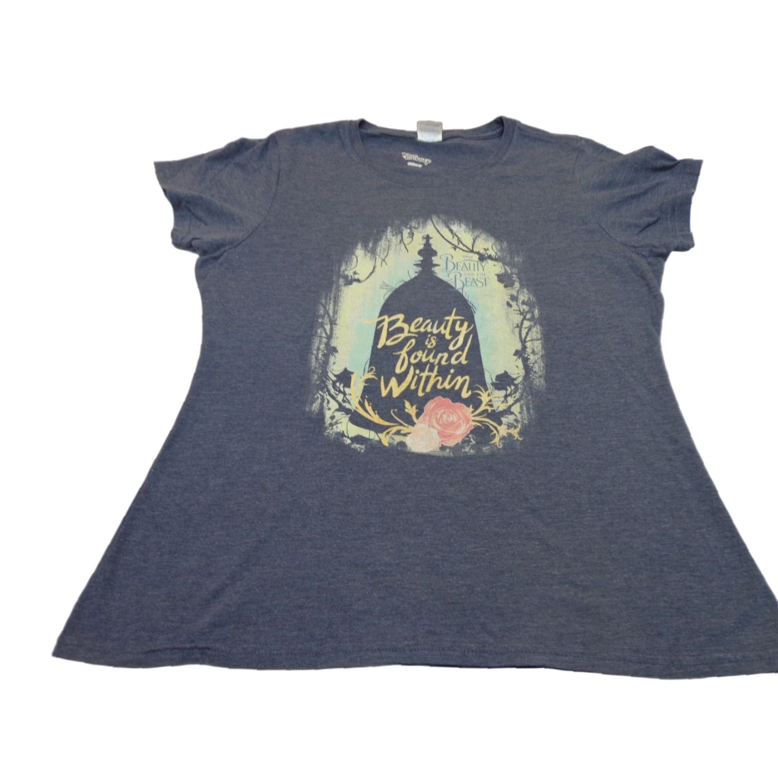 Disney Disney Beauty is Found Within Beauty and the Beast T Shirt Ladies L Blue Womens Shirt Classic Cotton Blend User-Reviewed Vintage: No Size L / US 10 / IT 46 - 1 Thumbnail