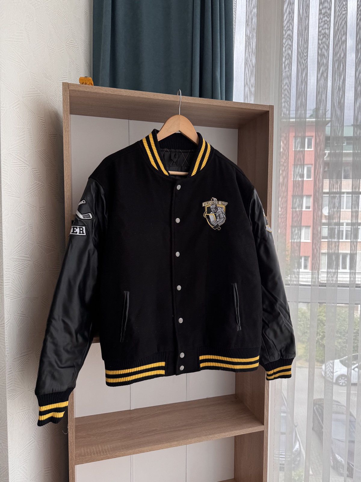 NHL × Vintage Vintage Burgdorf EHC Black University Varsity Bomber Jacket Size US M / EU 48-50 / 2 - 2 Thumbnail