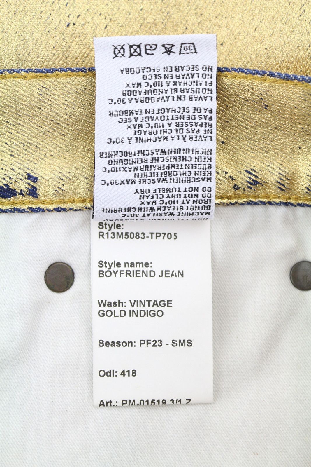 R13 BOYFRIEND 27 Indigo Glitter Zip Fly Jeans 87818 Size 27" / US 4 / IT 40 - 8 Thumbnail