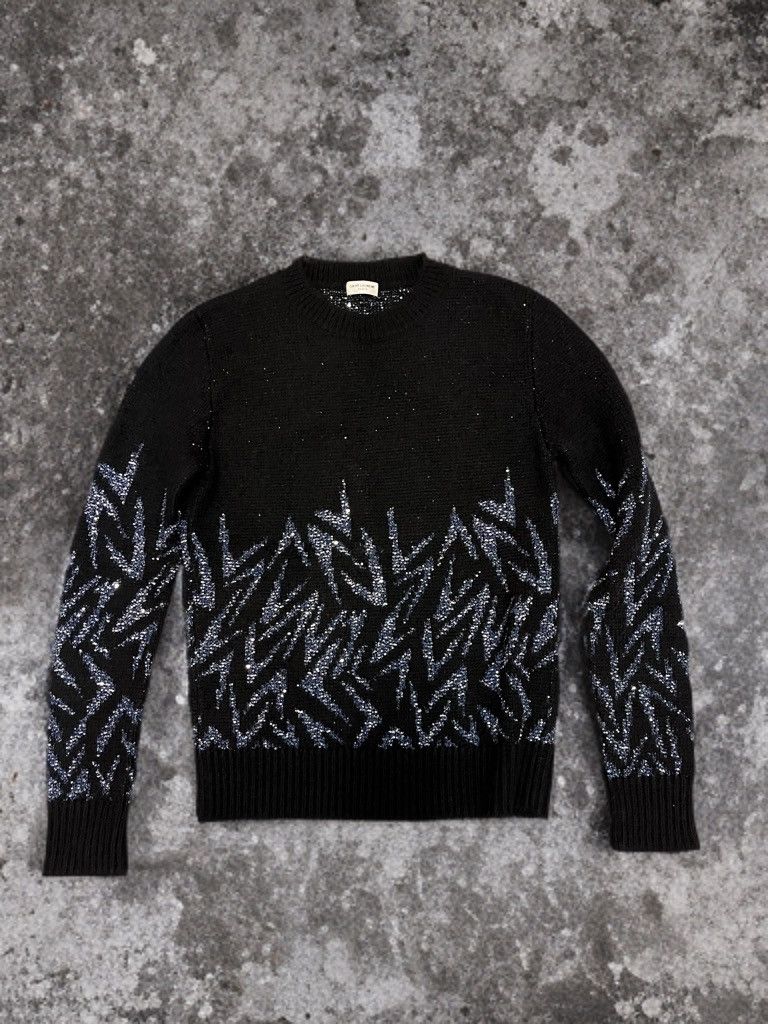 Saint Laurent Paris Saint Laurent FW18 Glitter Lightning Sweater Size US S / EU 44-46 / 1 - 1 Thumbnail
