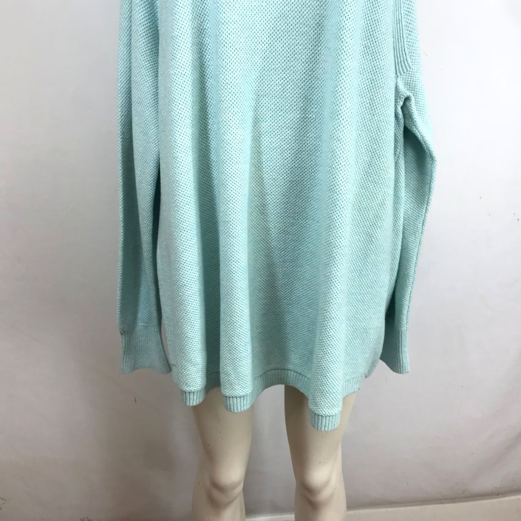 Vintage L.L.Bean Textured Cotton Sweater Pool Blue Heather 2X Scoop Neck Pullover Size XXL / US 16-18 / IT 52-54 - 3 Thumbnail