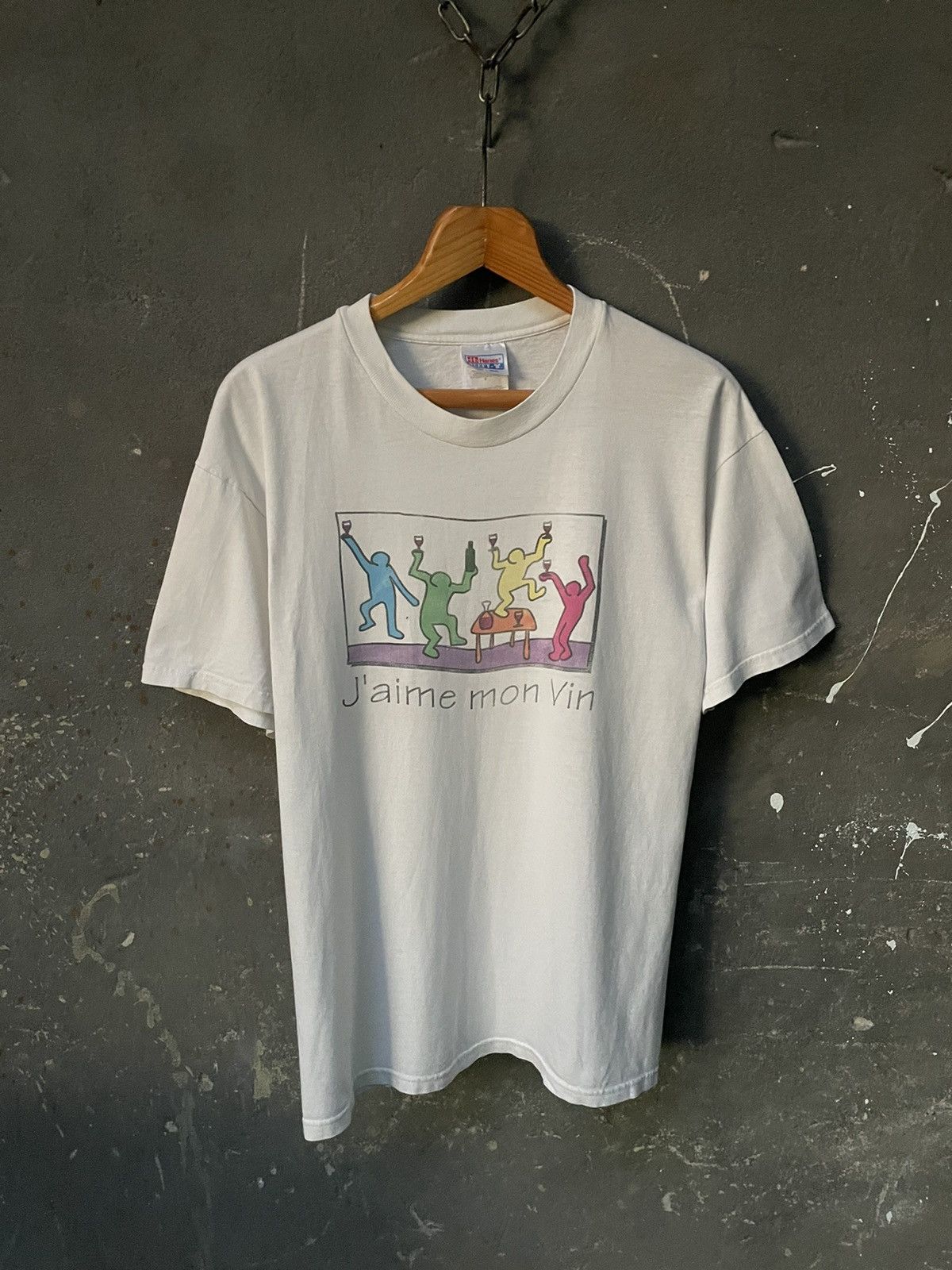 Keith Haring × Vintage Vintage 90’s Keith Haring J’aime Mon Vin T-Shirt VERY RARE Size US L / EU 52-54 / 3 - 1 Thumbnail