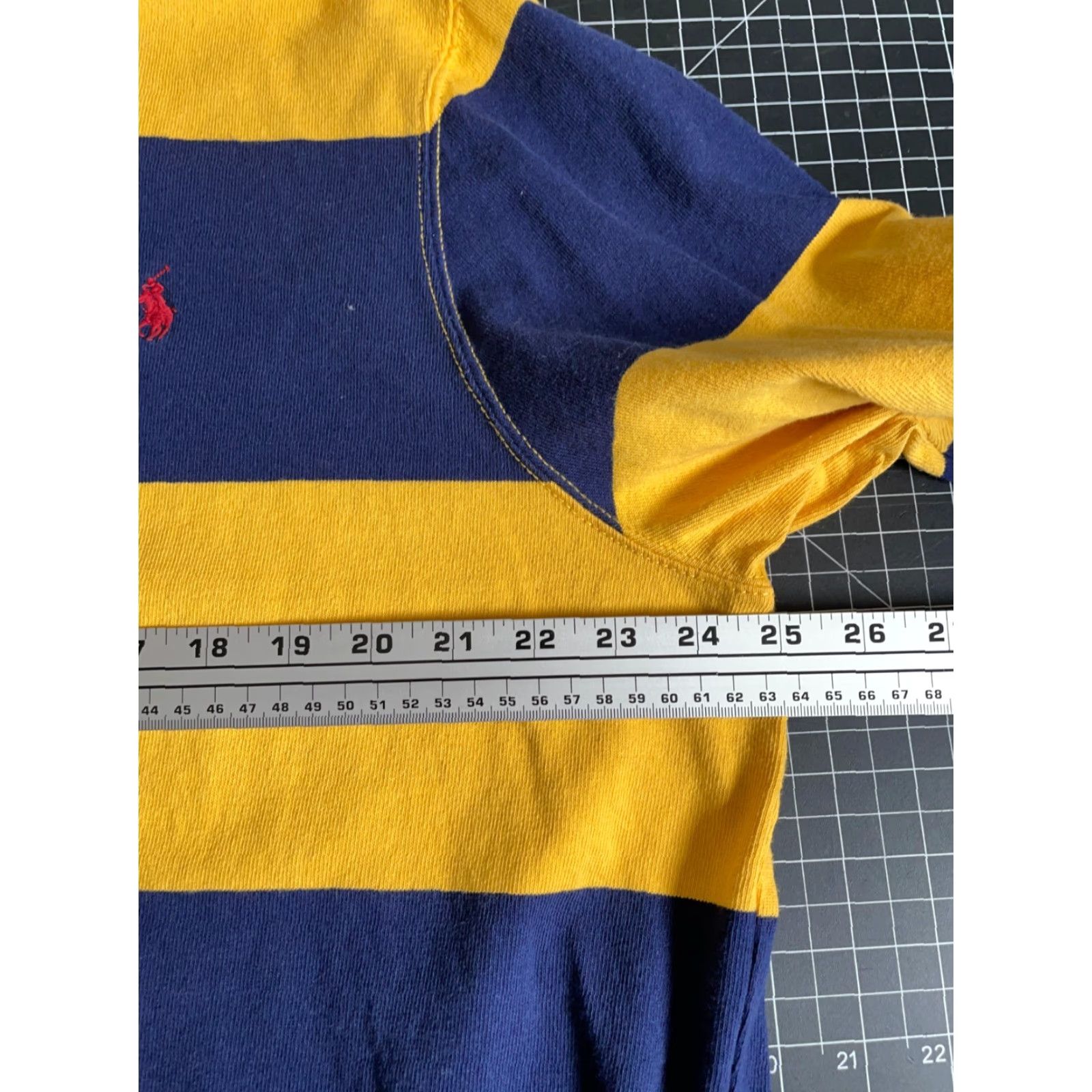 Polo Ralph Lauren Polo Ralph Lauren Rugby Shirt Men's 2XL Yellow Blue Stripe Custom Slim Fit Size US XXL / EU 58 / 5 - 5 Thumbnail
