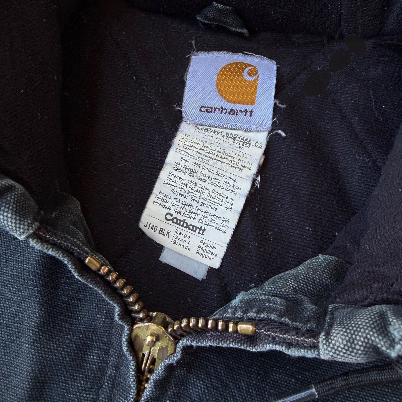 Carhartt × Vintage Carhartt J140 BLK faded black hooded work wear jacket Size US L / EU 52-54 / 3 - 5 Thumbnail
