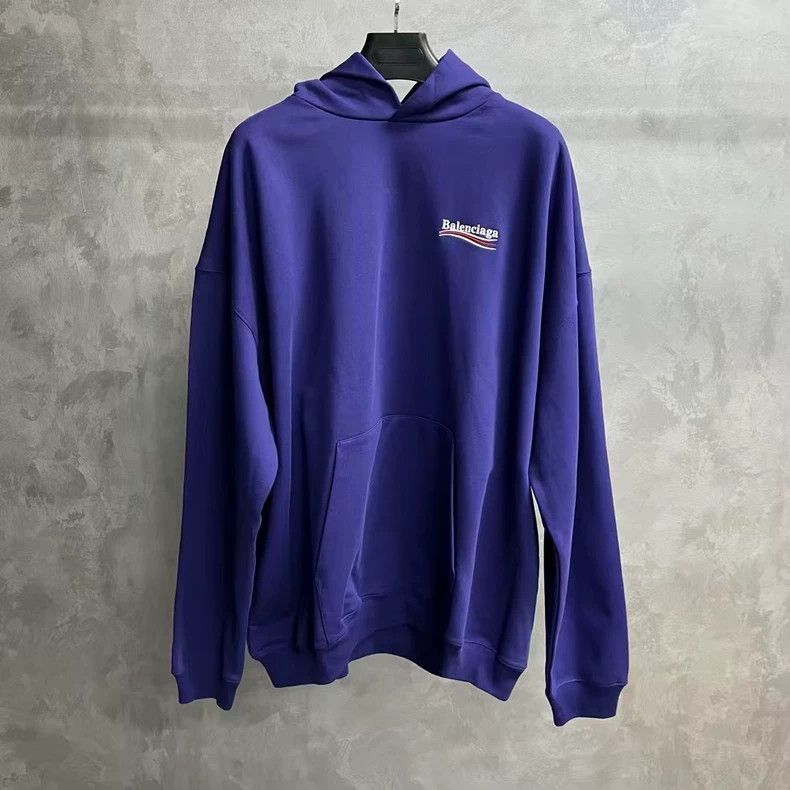 Balenciaga Balenciaga Blue Letter Embroidered Hooded Long Sleeve Swea Size US S / EU 44-46 / 1 - 1 Thumbnail