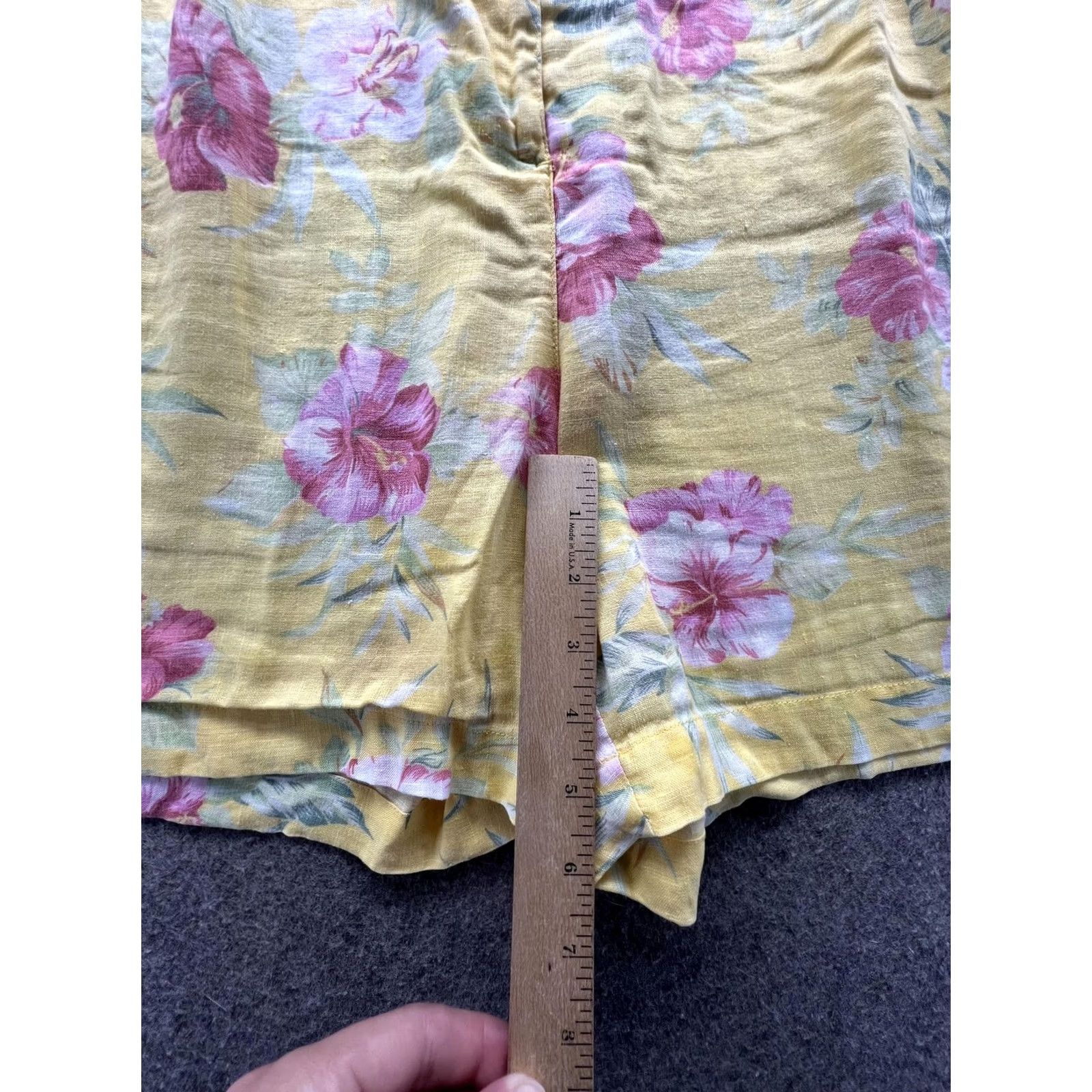 Ralph Lauren Lauren Ralph Lauren Shorts Womens 16 Yellow Linen Chino Floral 6 Inseam Casual Size 38" / US 16 / IT 52 - 2 Thumbnail