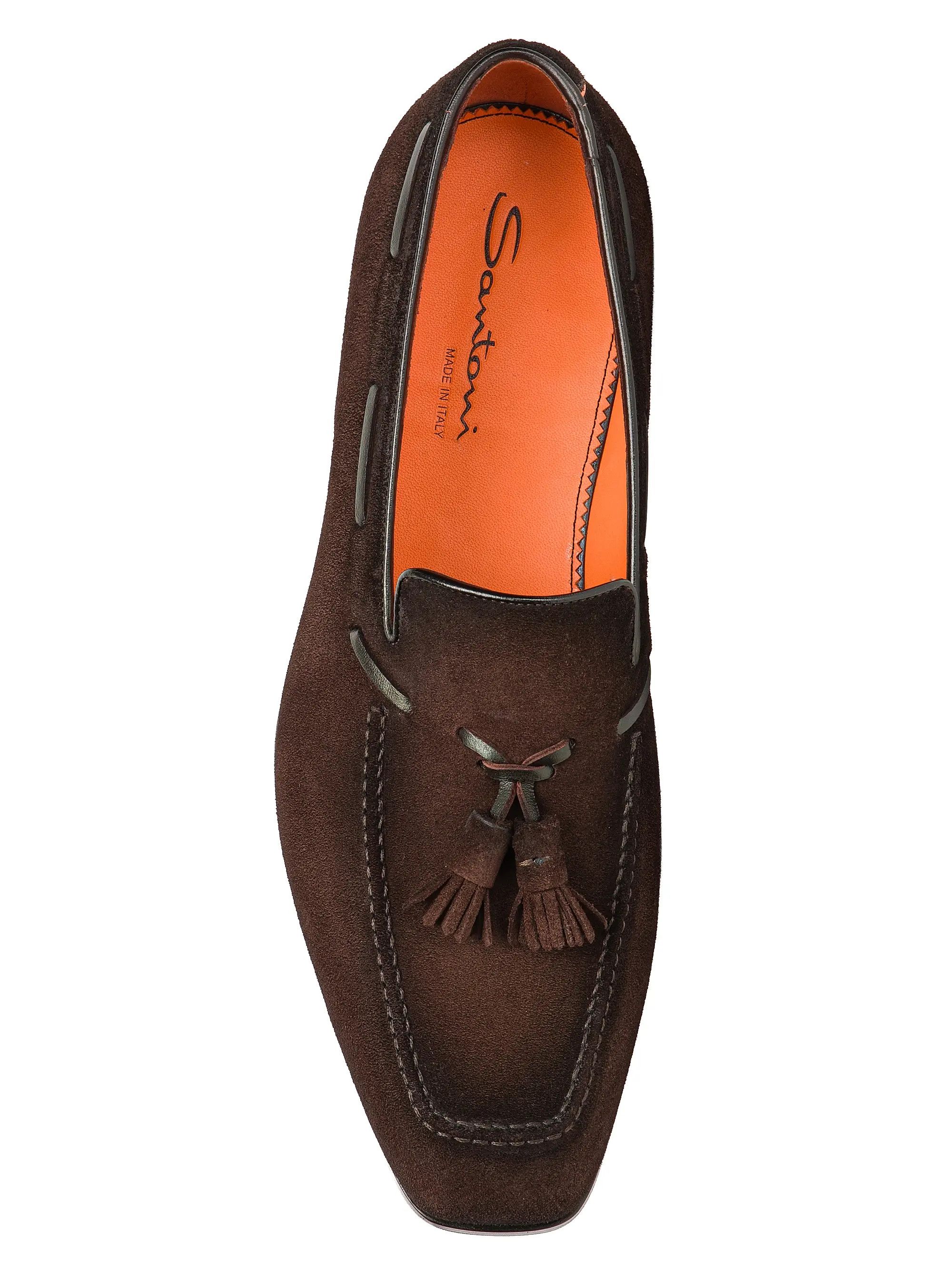 Santoni os11x0526 Brando Tassel Suede Loafers in Dark Brown Size US 10 / EU 43 - 3 Thumbnail