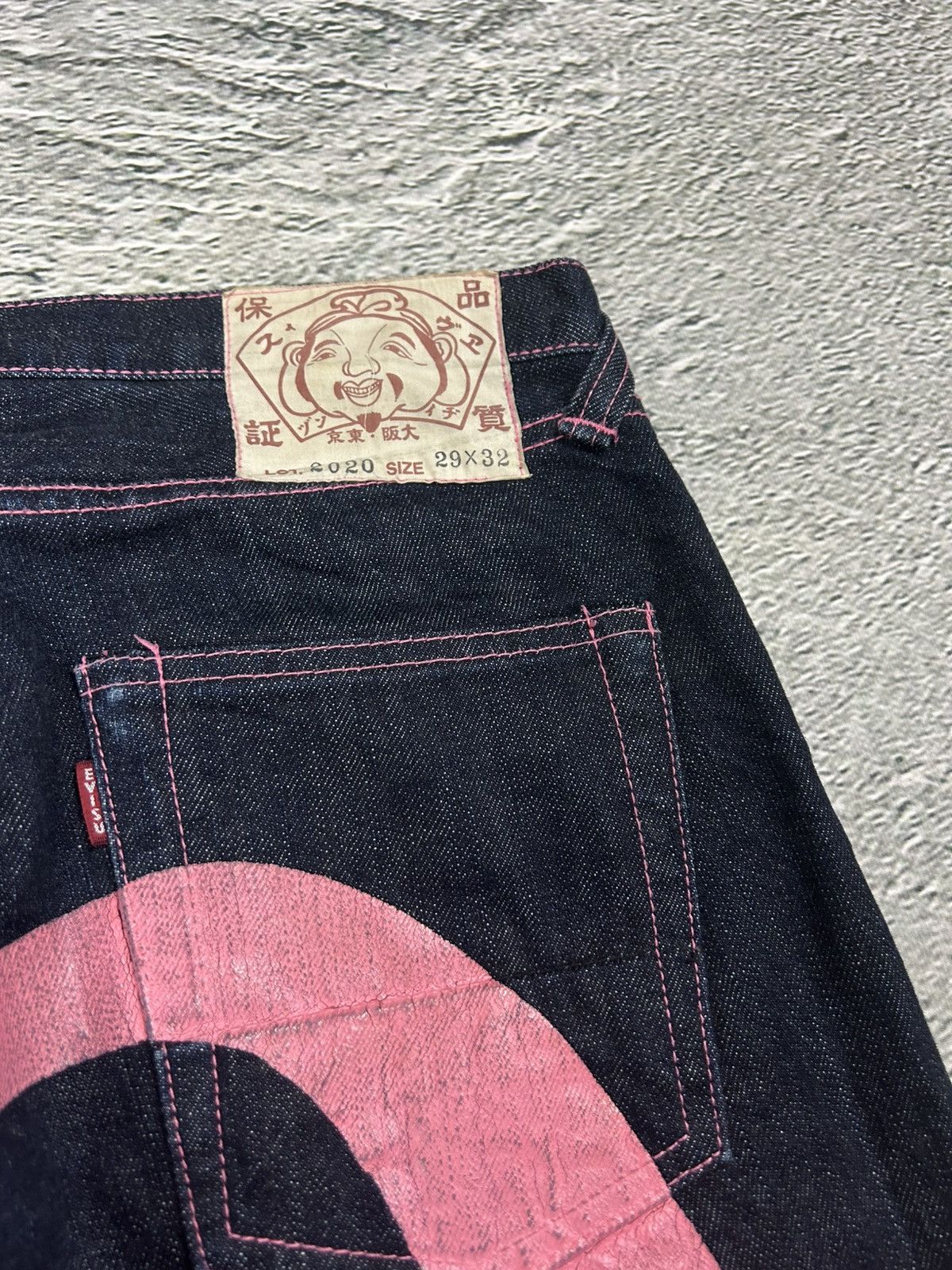 Evisu Evisu jeans daicock big logo vintage pink Yamane Size 29" - 3 Thumbnail